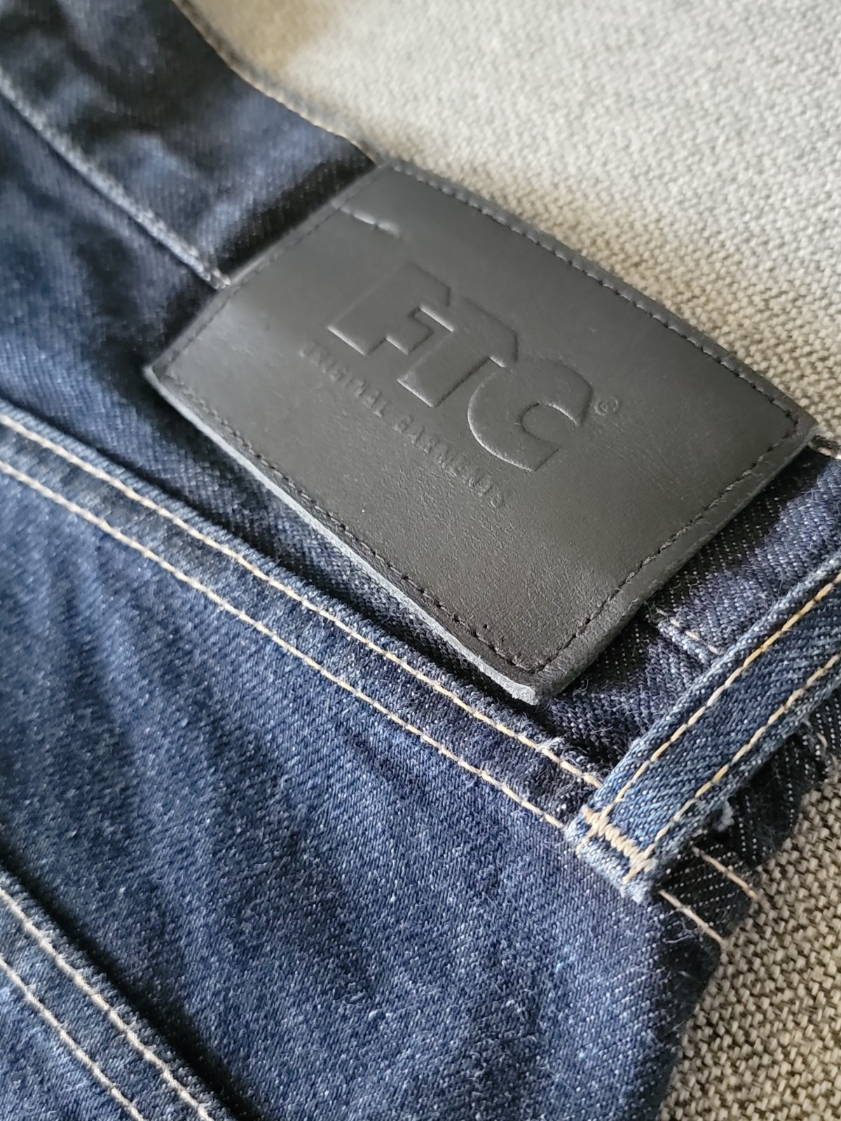 Sz L 36×31 FTC For The City Japan Made Raw Denim Jeans Indigo FADED PATINA GREAT