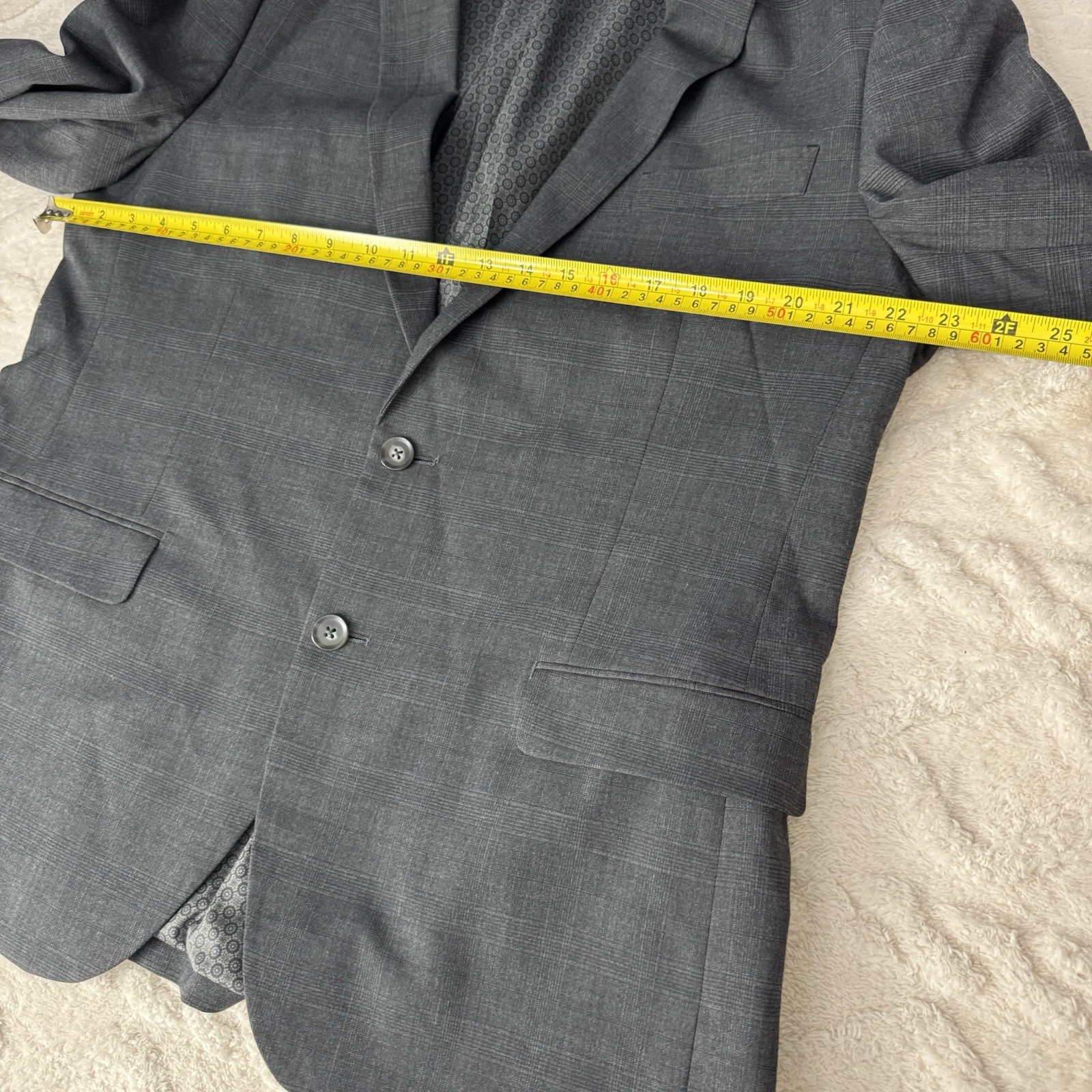 Madison Slim Fit Gray Basic Blazer Jacket For Mens Size 44R Career 2 Button Suit
