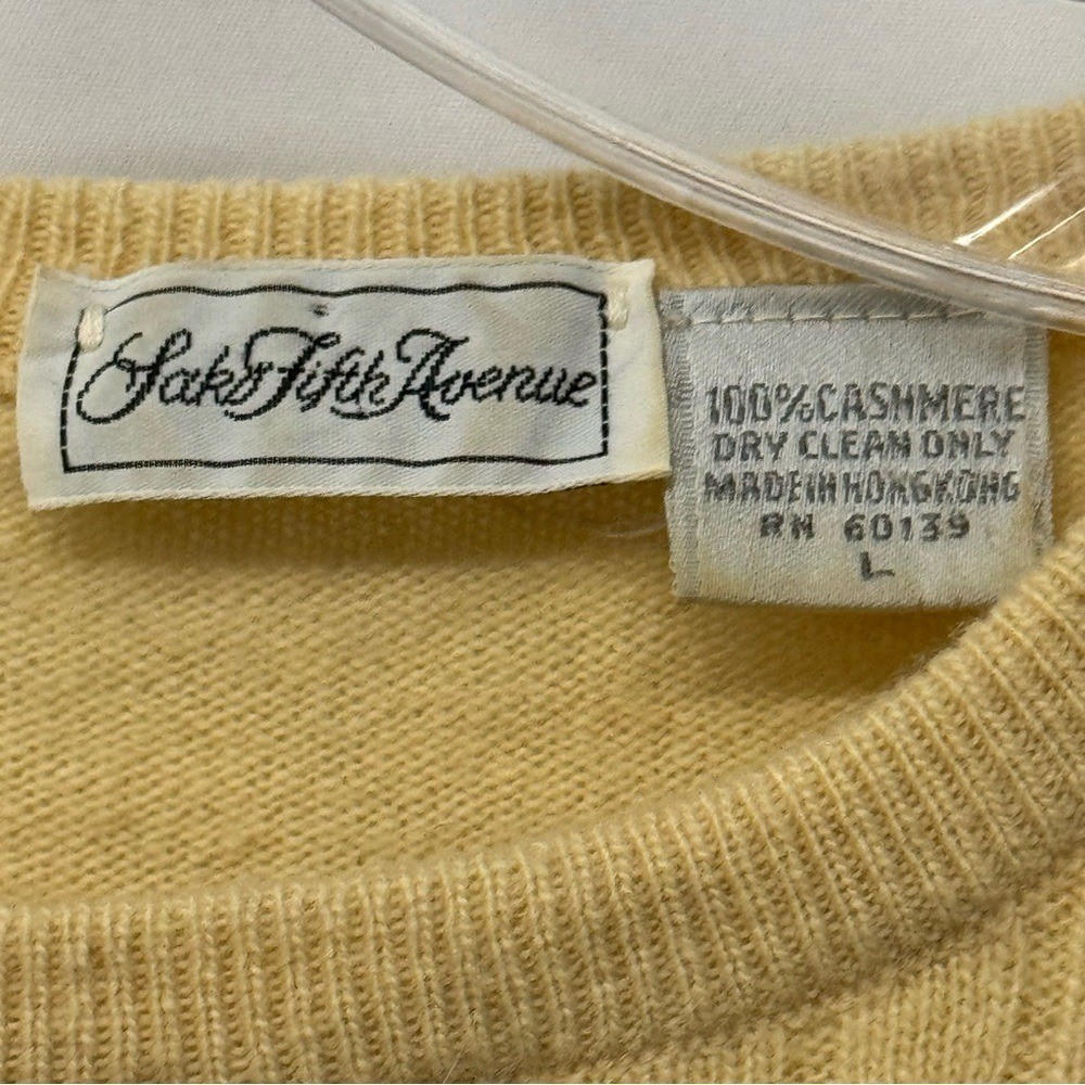 Saks Fifth Avenue 100% Cashmere Cable Knit Sweater Yellow Women’s Size L