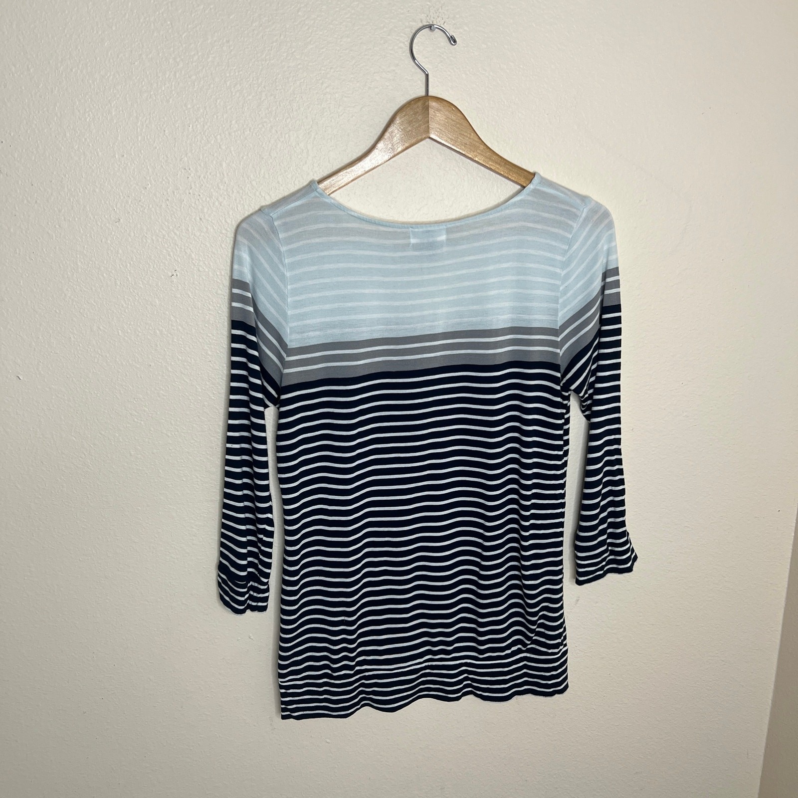 Old Navy Gray Black Stripe Boatneck Tee Medium