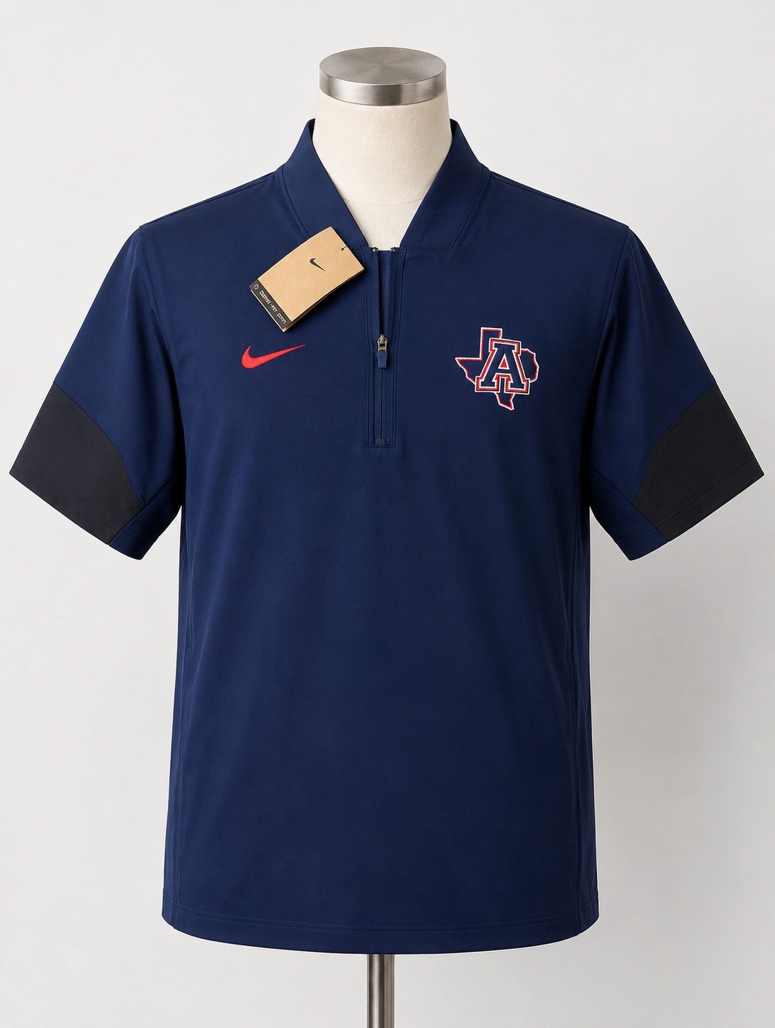 Nike Dri-FIT Quarter Zip Short Sleeve Pullover Men’s Size Large Navy Texas EUC