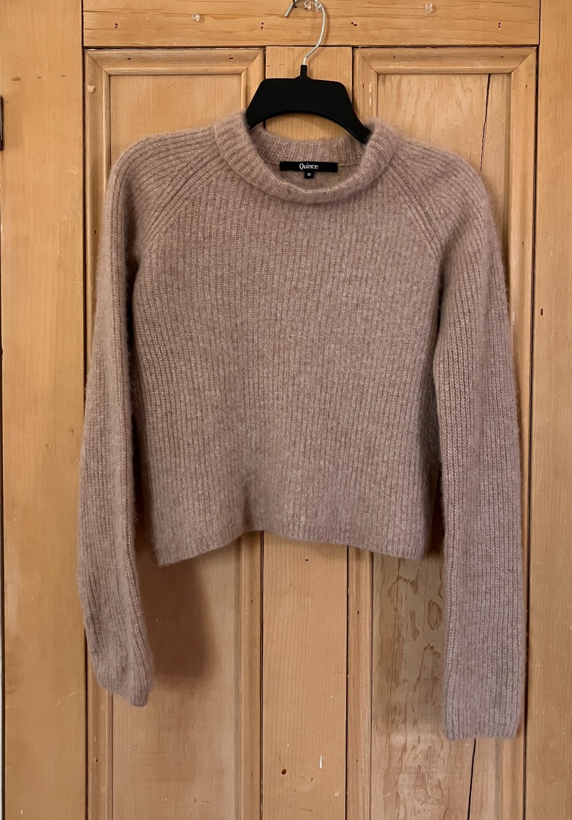 Quince Womens 100% Cashmere Thick Fisherman Ribbed Sweater Medium Beige FA EXC