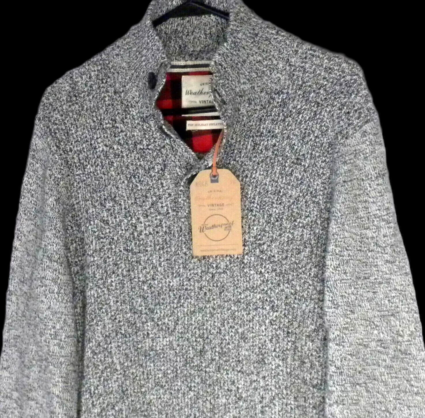 Weatherproof Men’s Black Ivory Marl Quarter Button Pullover Sweater Size S