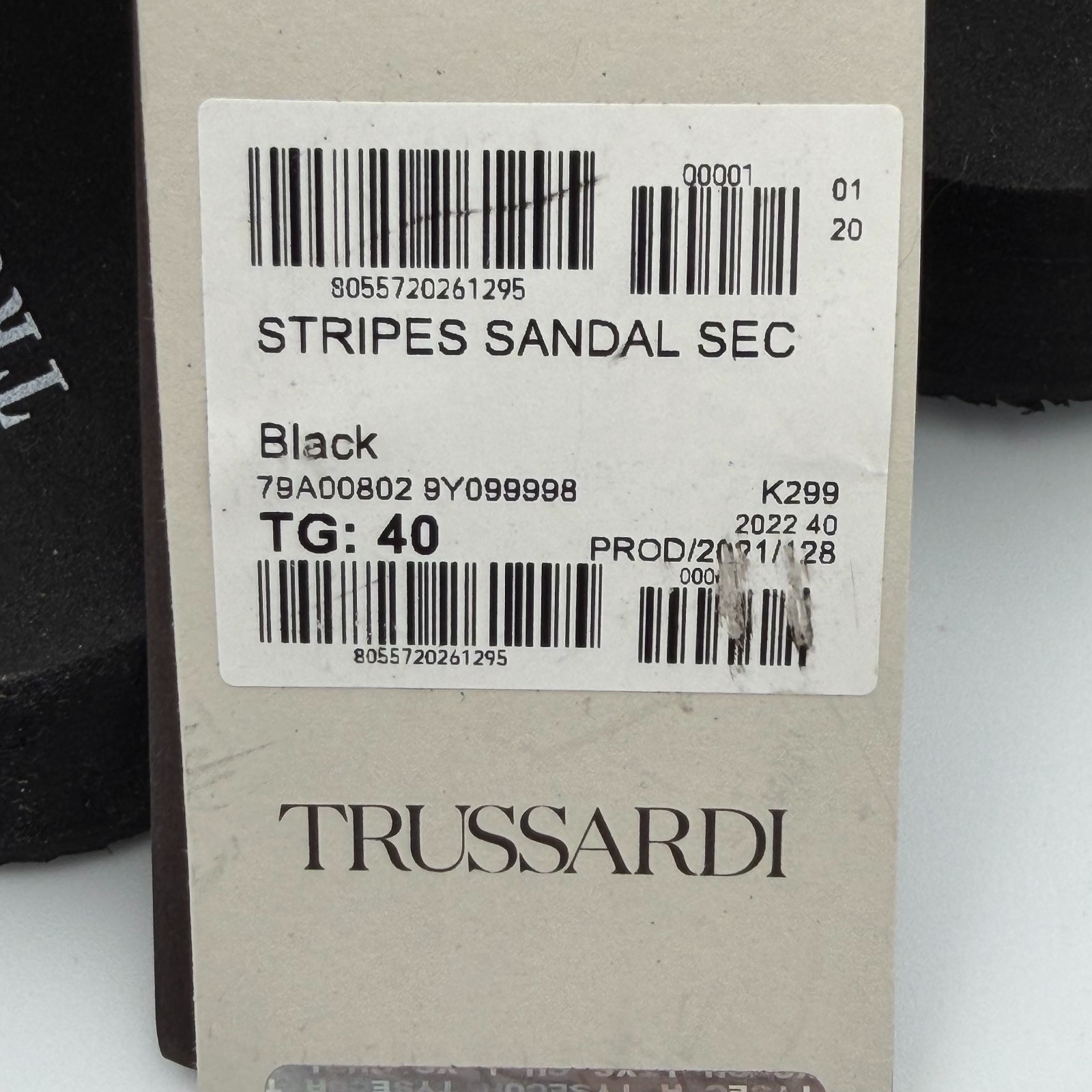 Sporty Chic – Trussardi Wmns Stripes Sandal Black/Blue Size EU40 US 9-9.5 – NWT