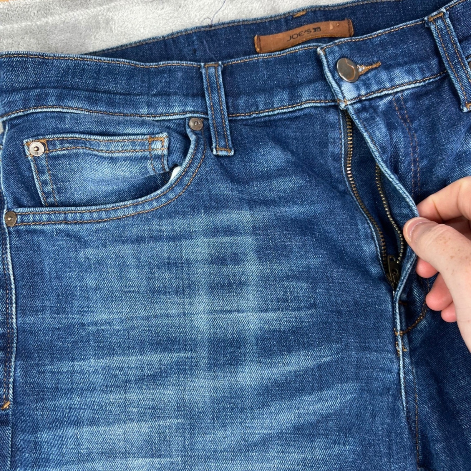 Joe’s The Brixton Jeans Mens 32 Blue Solid Straight Narrow Fit Whiskered Denim