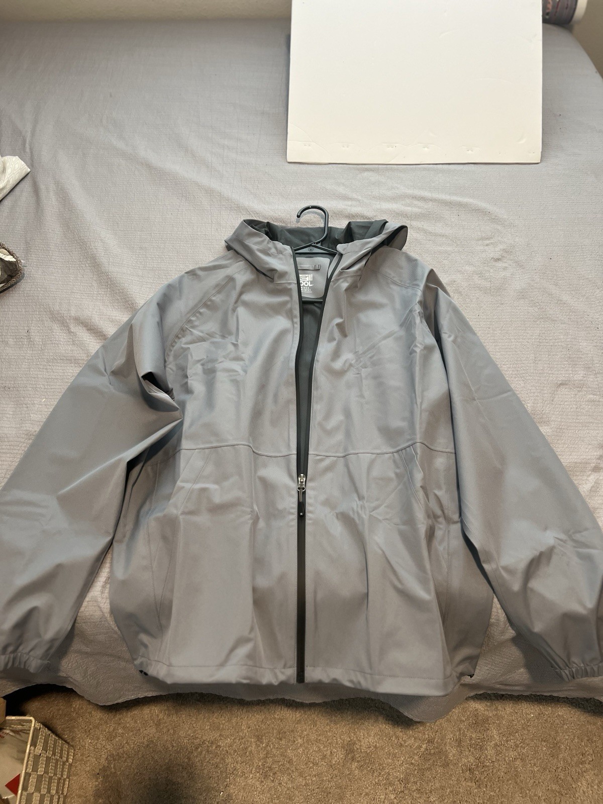 32 Degrees Unisex Gray Hooded Full Zip Windbreaker Jacket Regular Fit M