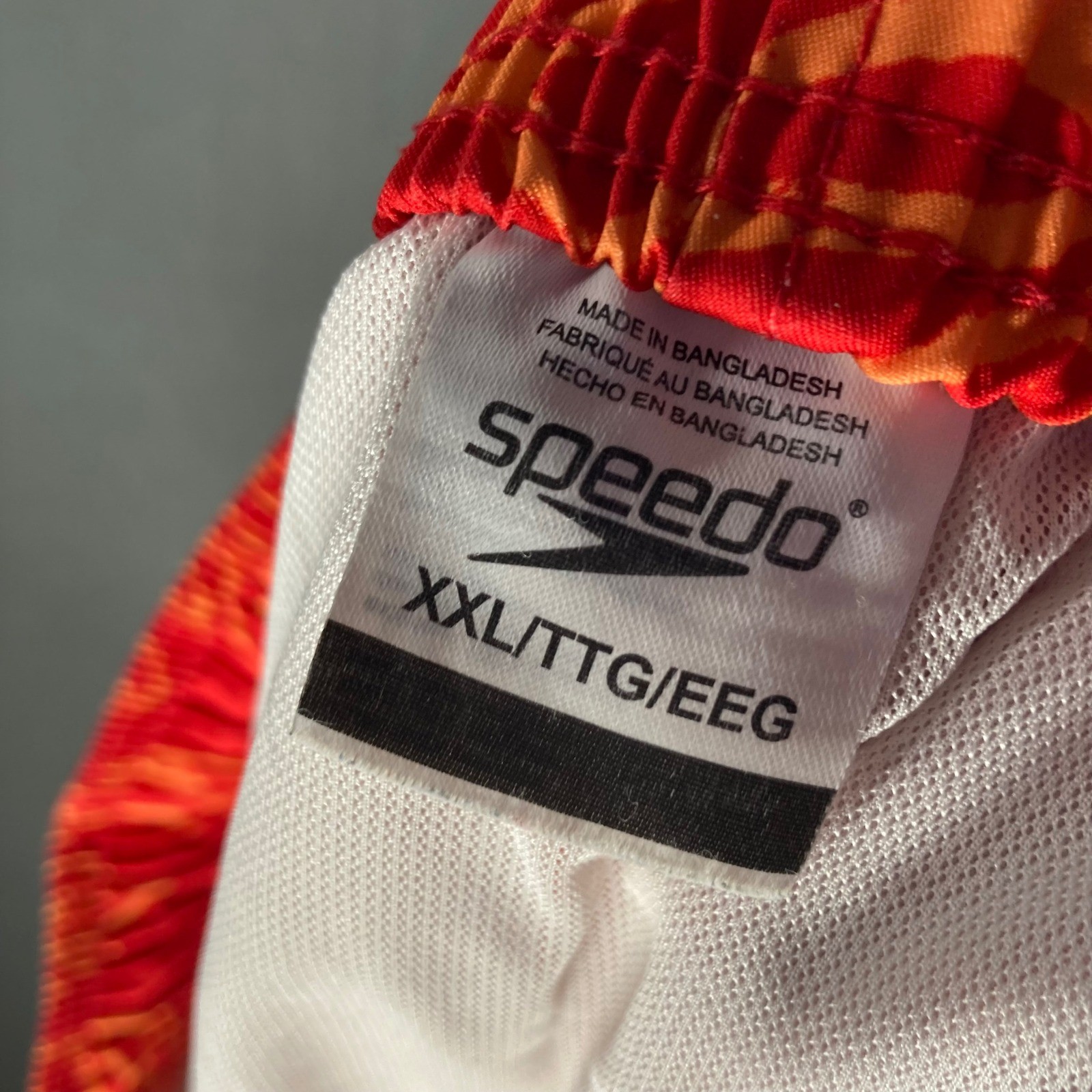 Speedo Mens Swim Trunks XXL Red Leaf Print Board Shorts Drawstring