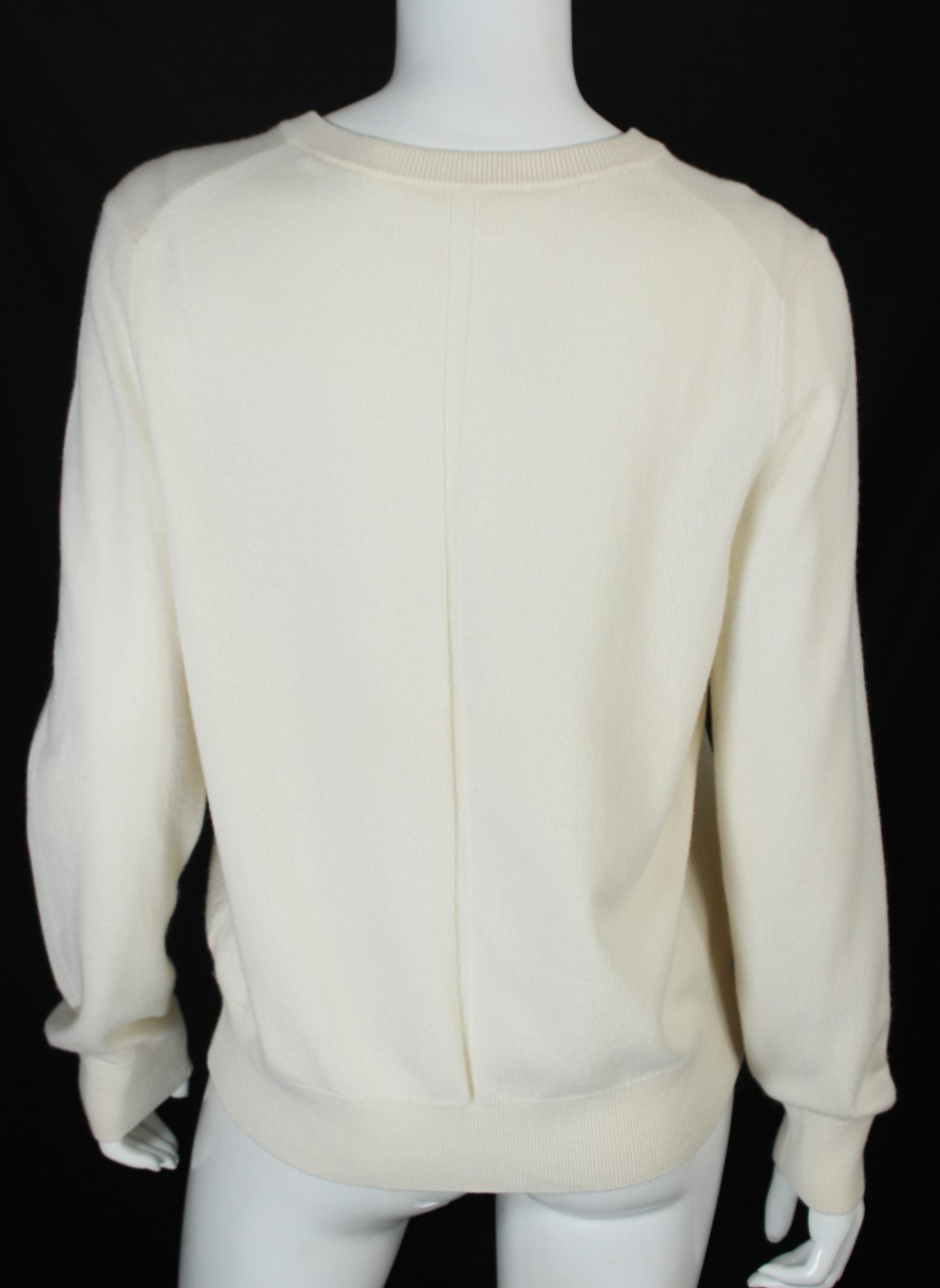 THE ROW Cream White Cashmere Knit V-Neck Pullover Sweater M