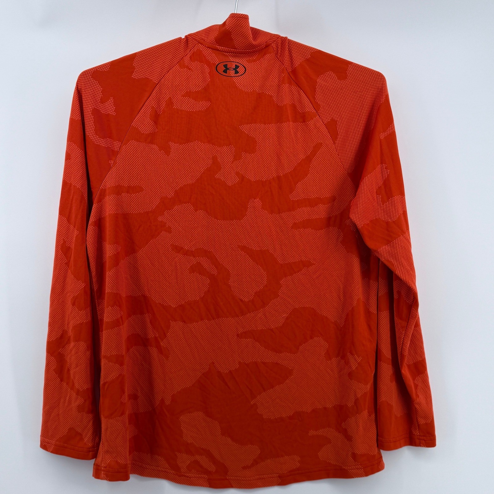 Under Armour Quarter Zip Pullover Mens L Orange Camo Long Sleeve Athletic Shirt