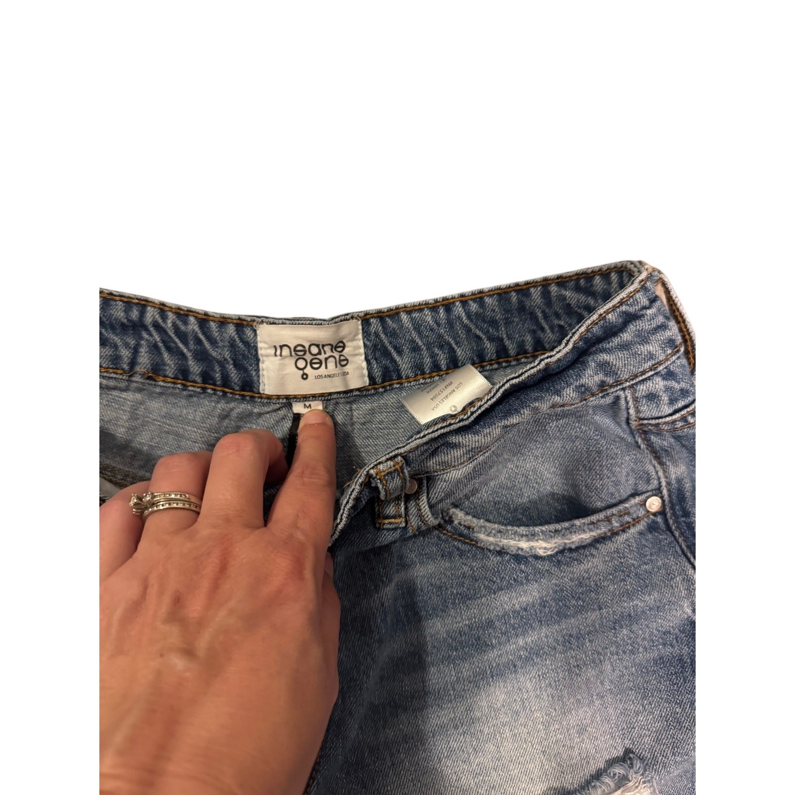 Insane Gene Distressed Denim Cutoff Shorts Size Medium Light Wash High Rise
