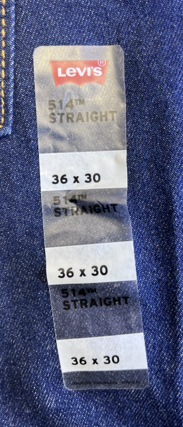 New LEVI’S 514 Men’s 36 x 30 Straight Fit 5-Pocket Dark Blue Jeans