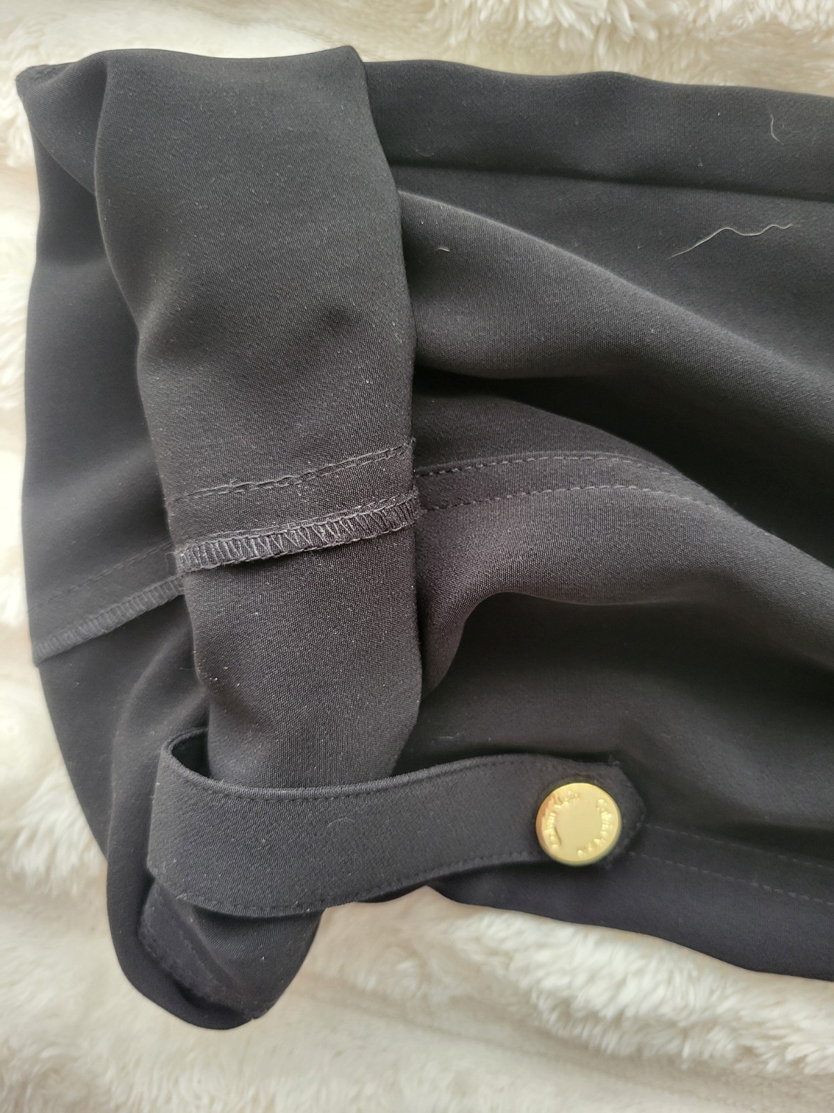 Calvin Klein Ladies Pants Small 30″ Black Gold Snap Pockets Button Accent Straps