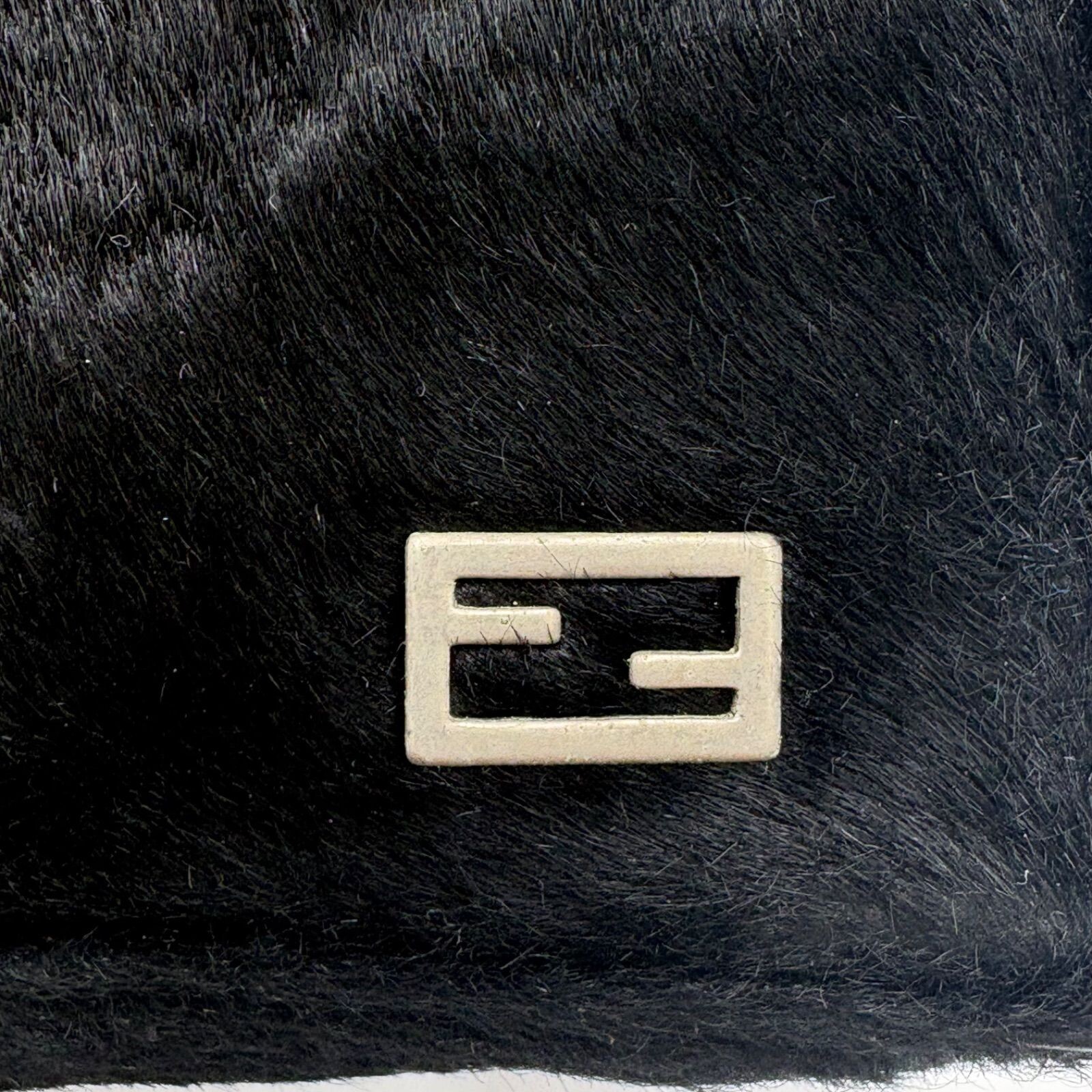 FENDI Accessory Pouch Calf Hair Pony Hair FF logo hardware Auth From Japan