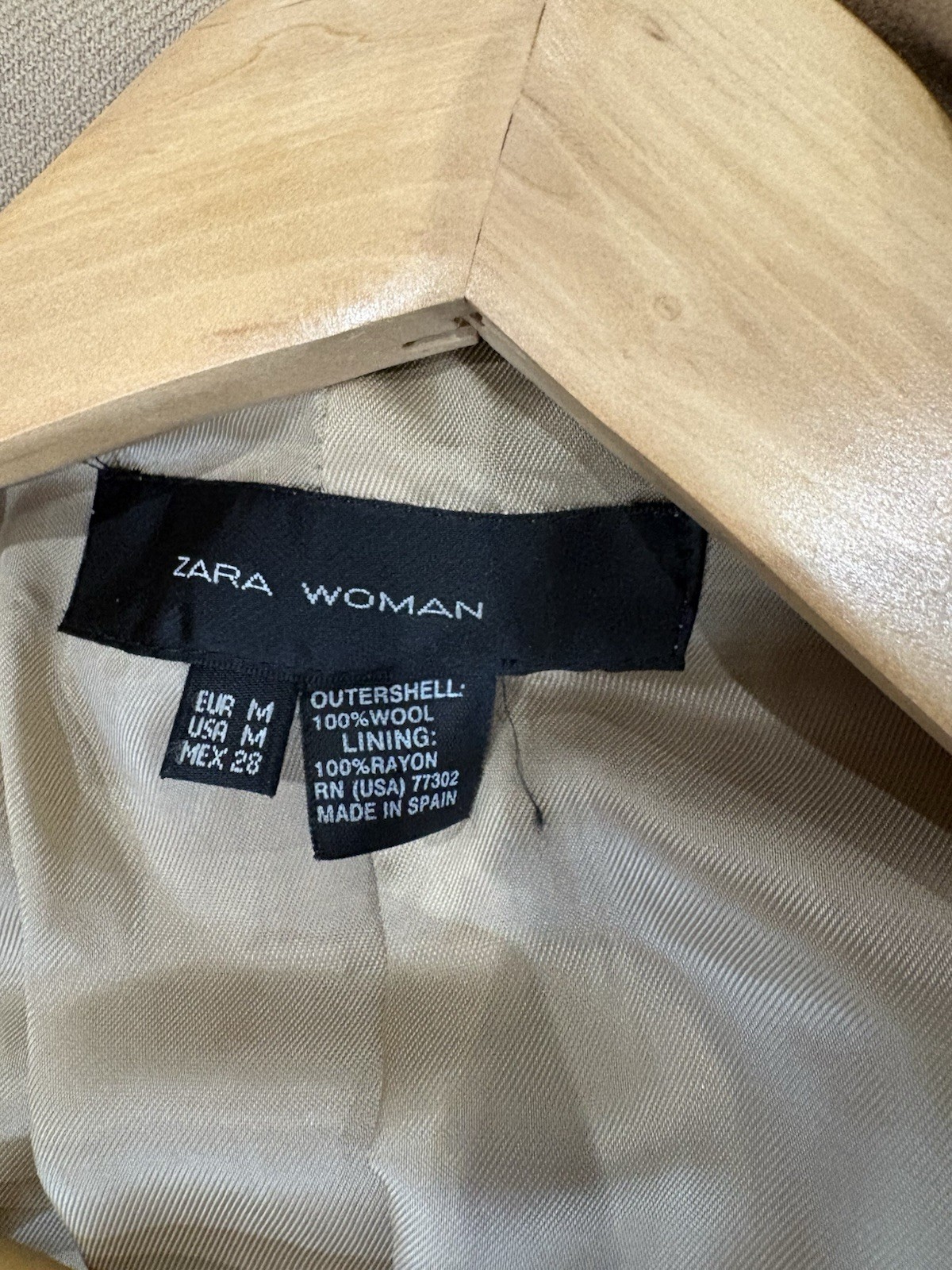 Zara Camel Wool-blend Trench Coat With Waist Belt Size M