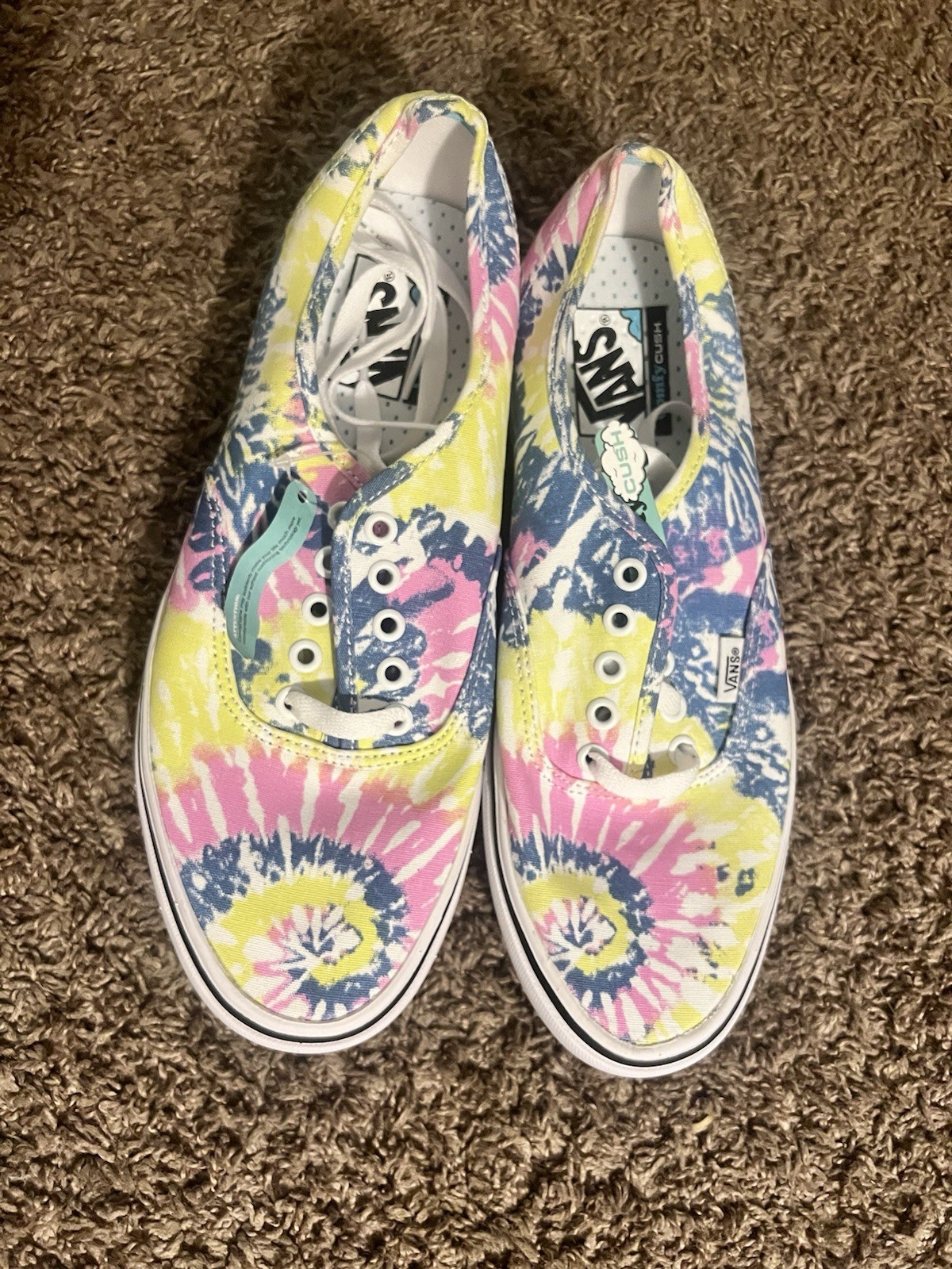 Vans ComfyCush Authentic Tie Dye Canvas Low Top Lace Up Sneakers Rubber Sole