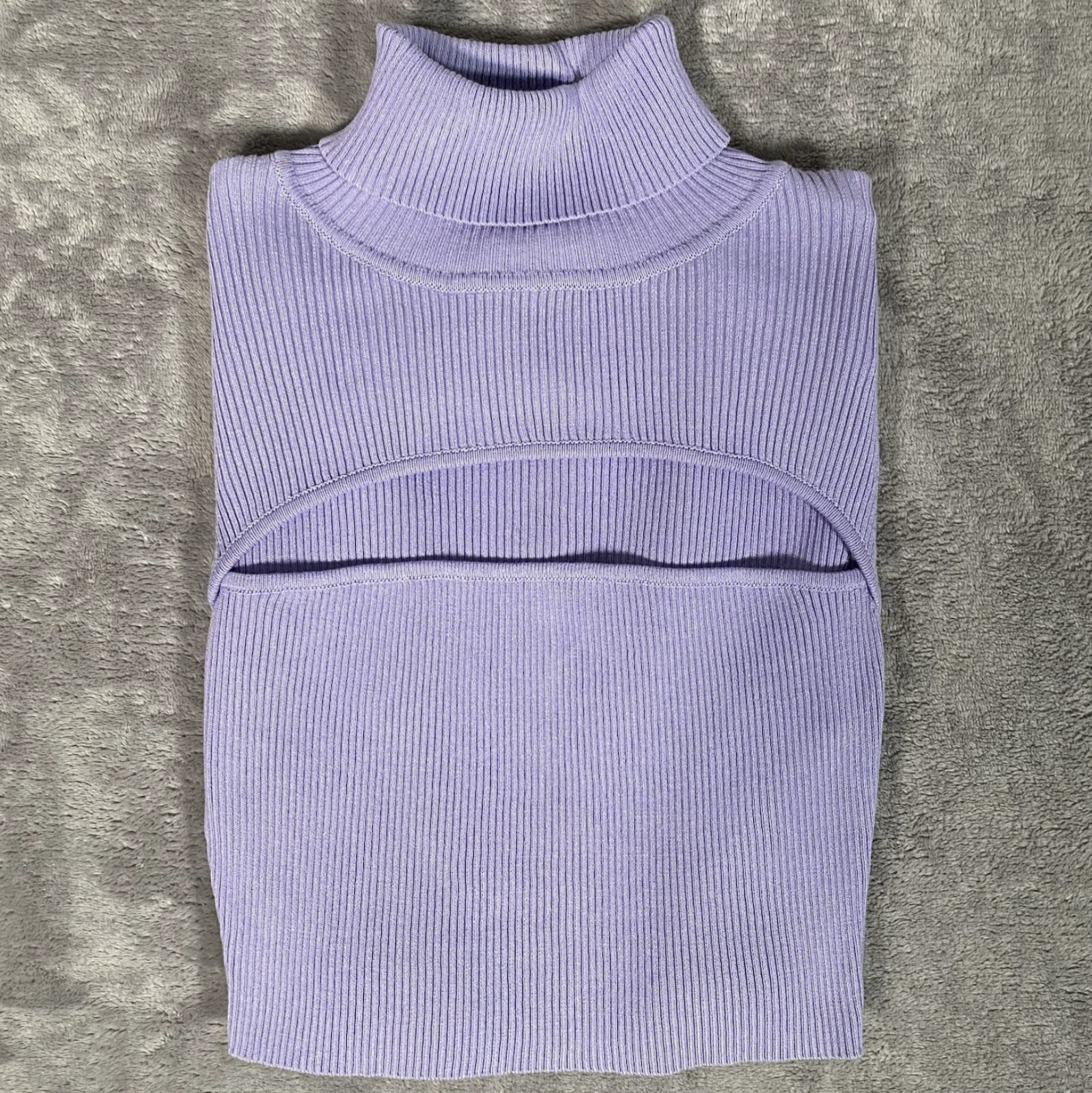 Fashion Nova Just A Little Sweater Womens M Lavender Turtleneck Bell Sleeves NWT