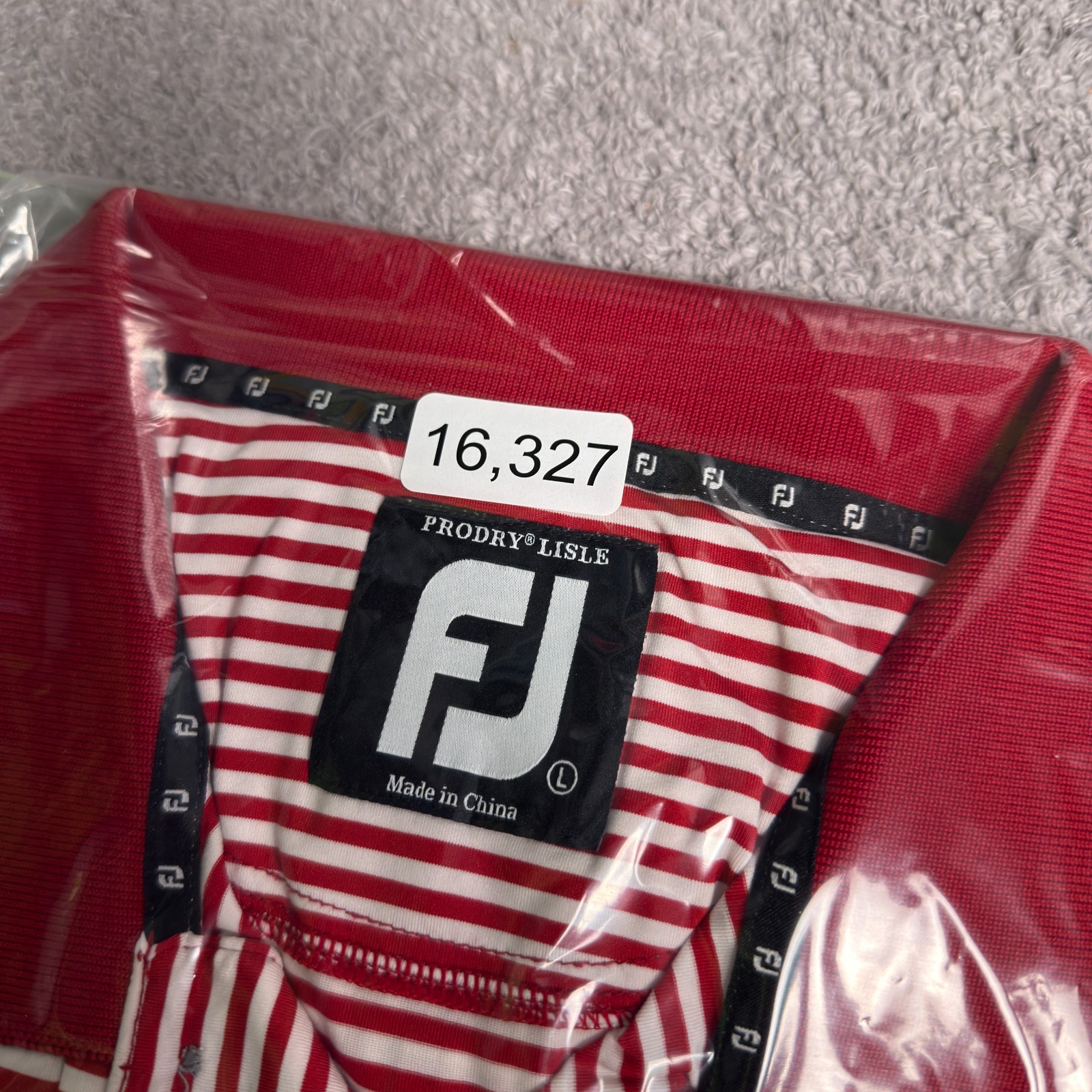 Footjoy Polo Shirt Mens Large Red Striped Prodry Lisle US Amateur Performance