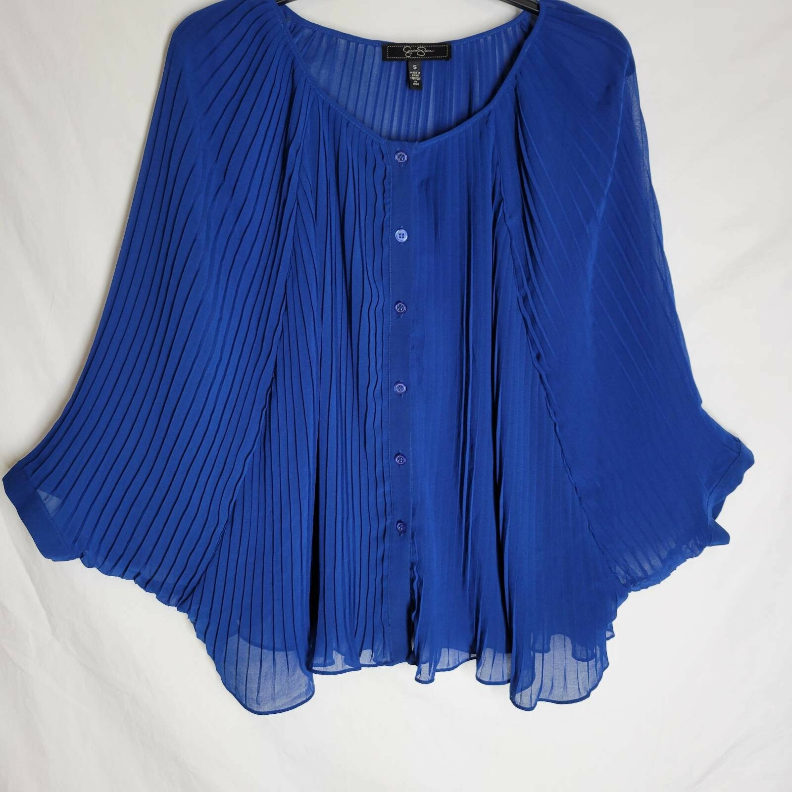 Jessica Simpson Womens Blouse Size Small Blue Batwing Dolman Sleeve Scoop Neck
