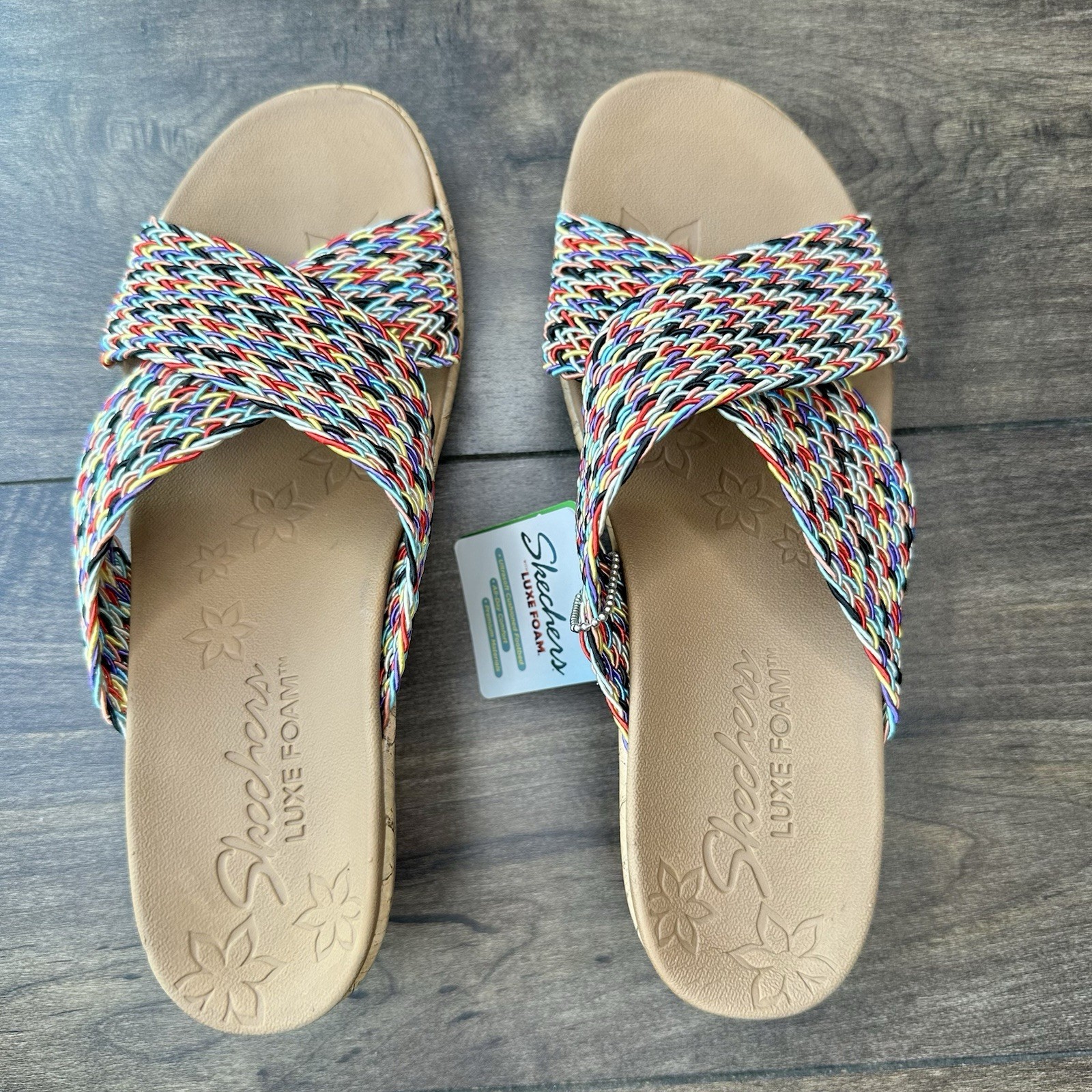 Skechers Beverlee Vacation Mode Wedge Slide Sandals – Women’s Size 10 – Rainbow