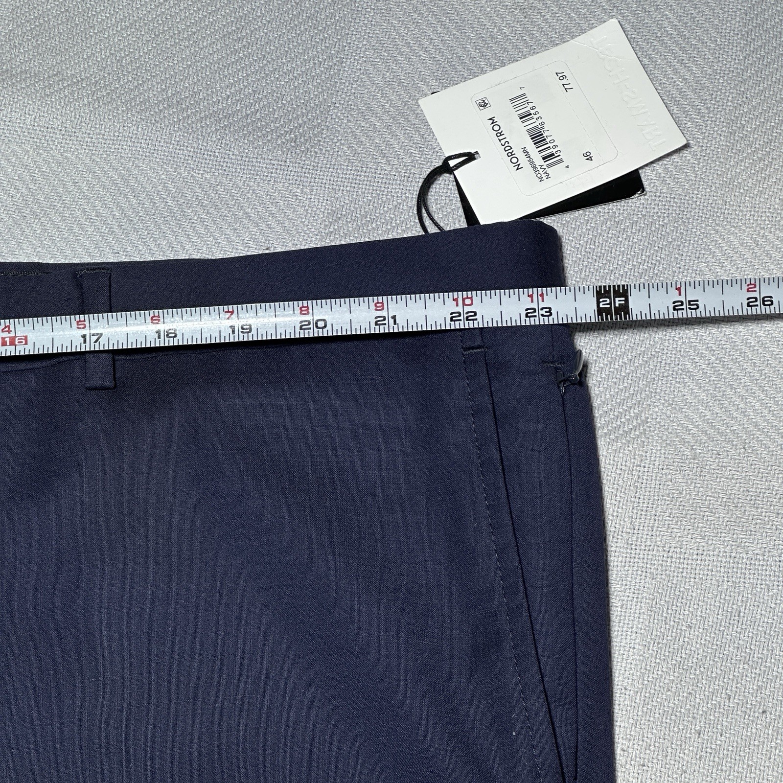 NEW Nordstrom Tech-Smart Dress Pants Mens 46R Navy Wool Stretch Unhemmed NWT