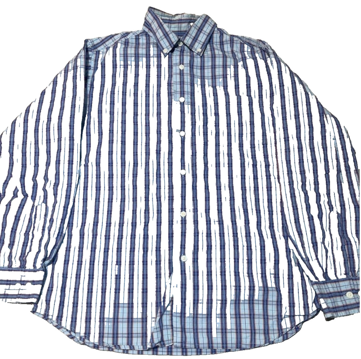 Covington Shirt Mens Medium Blue Plaid Button Down Check Collared Dress EUC