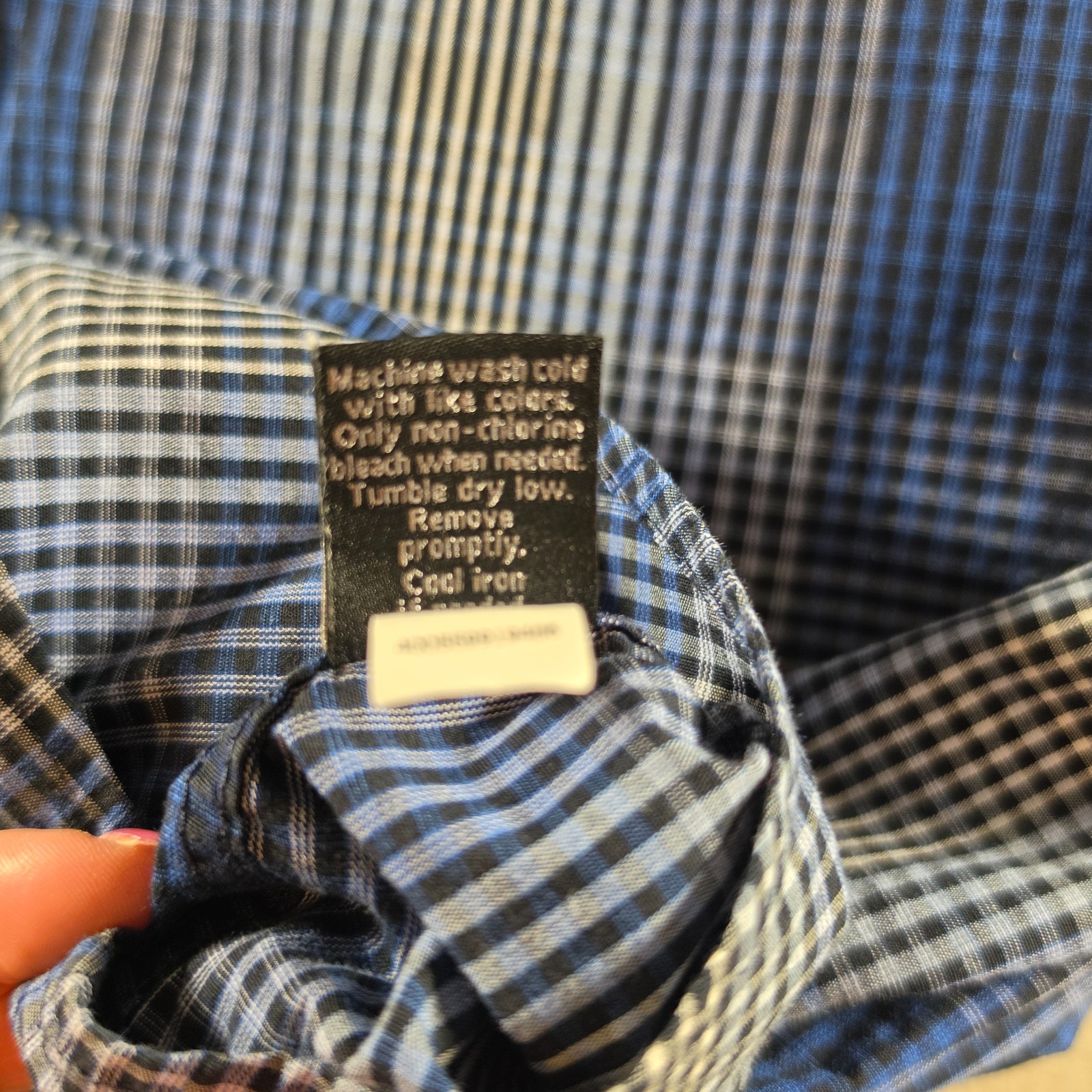 Apt 9 Men’s Long Sleeve Button Up Dress Shirt XXL Slim Blue Plaid