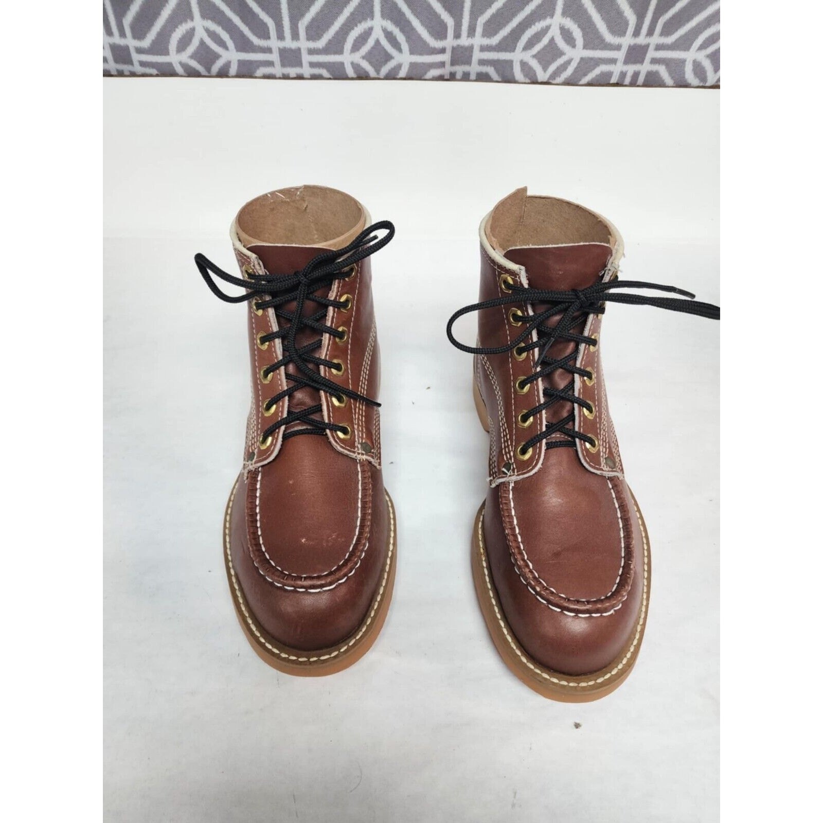 NEW DEAD STOCK VINTAGE IRON AGE STEEL TOE BOOTS SZ 7.5 E Wide MADE IN USA