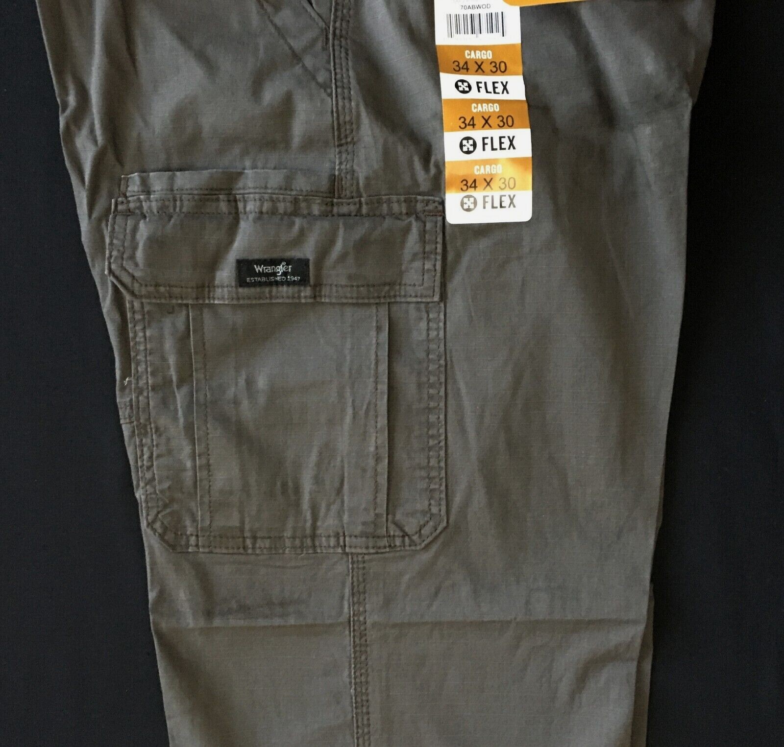 Men’s Wrangler Cargo Pants w/ Stretch Relaxed Fit Olive Drab Green CHOOSE SIZE