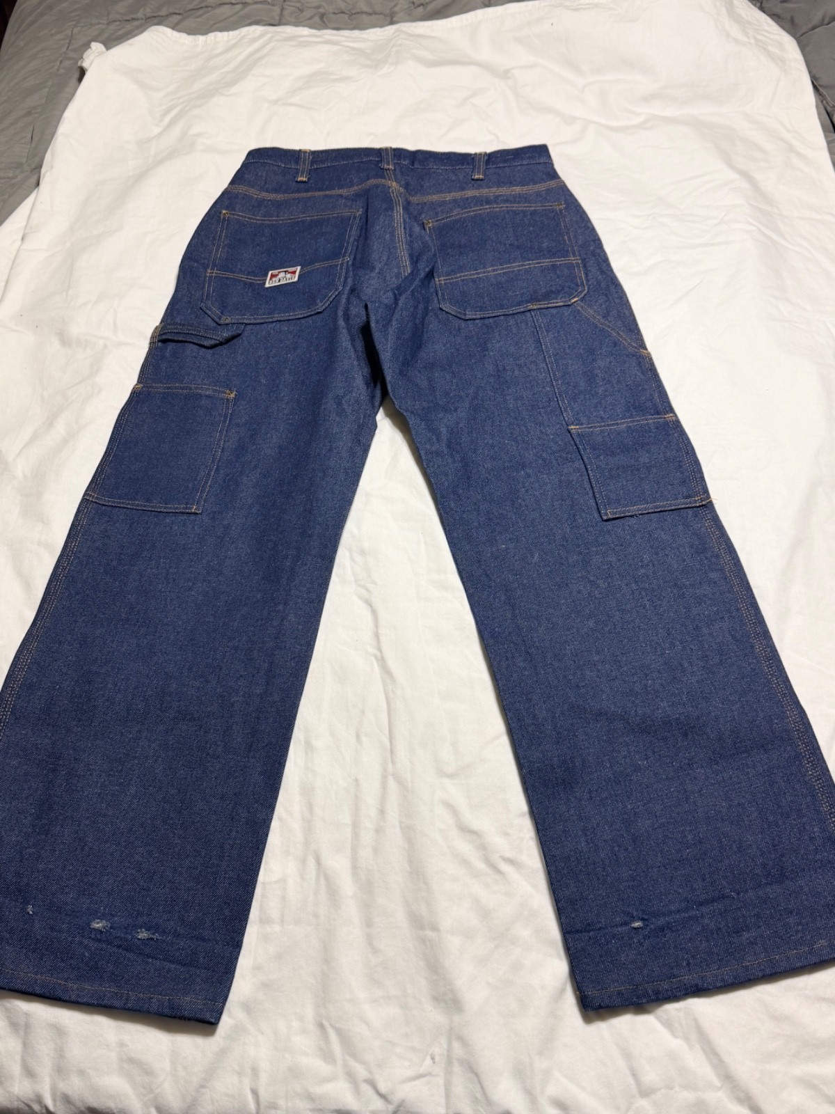 Ben Davis Carpenter Jeans 32X31 STYLE 776 DARK BLUE DISTRESSED FLAW