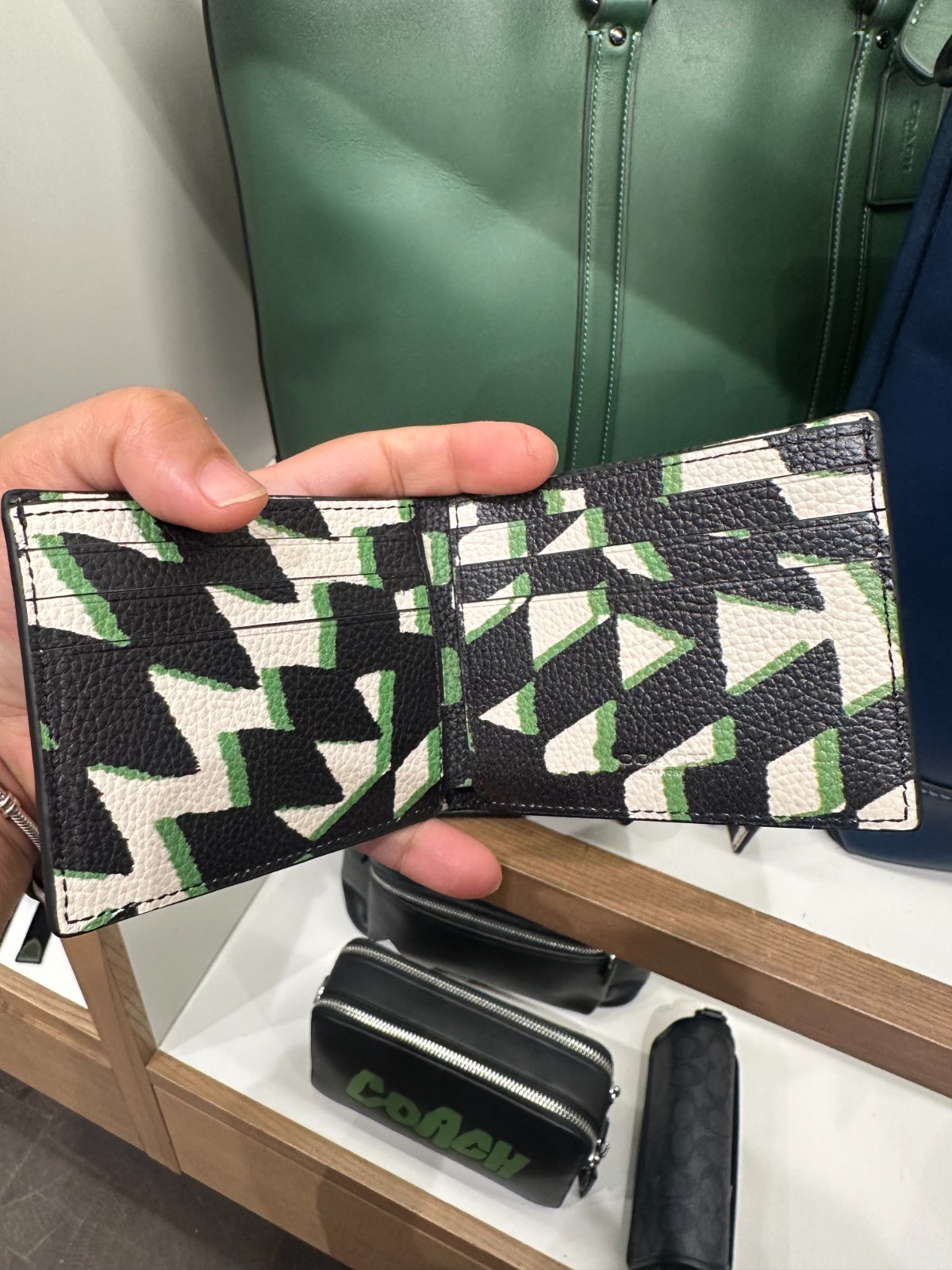 BN Coach slim wallet with geo check print