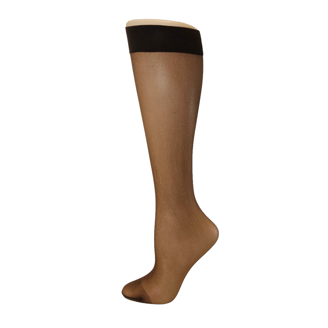 12 Pair Sheer Nylon Comfort Top Knee Highs Knee High Made In USA Choice of Color