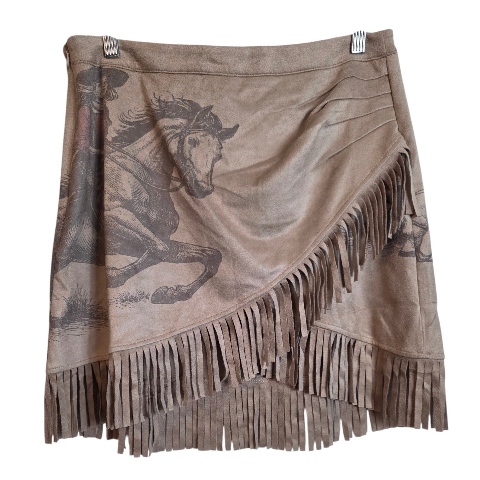 Lucky & Blessed Large Faux Suede Fringe Tassel Cowgirl Short Skirt Western New