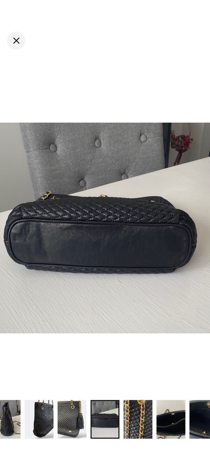 Bally Black Lambskin Chevron Quilting Shoulder Bag Leather Chain Tassel