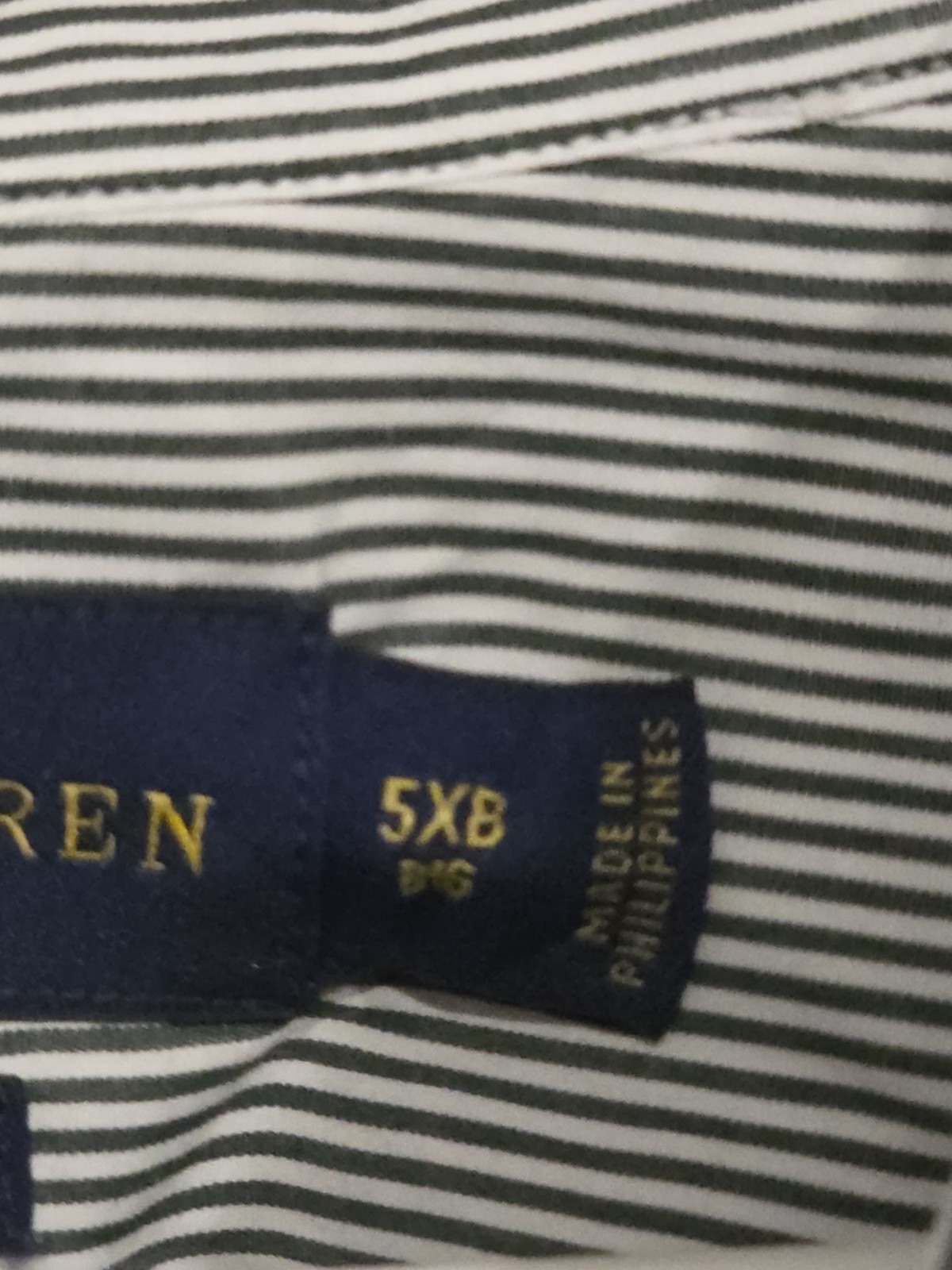 RALPH LAUREN Button Down Shirt Men’s 5XB BIG Navy White Striped Cotton
