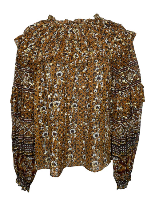 Ulla Johnson Eleni Blouse in Ochre size 0