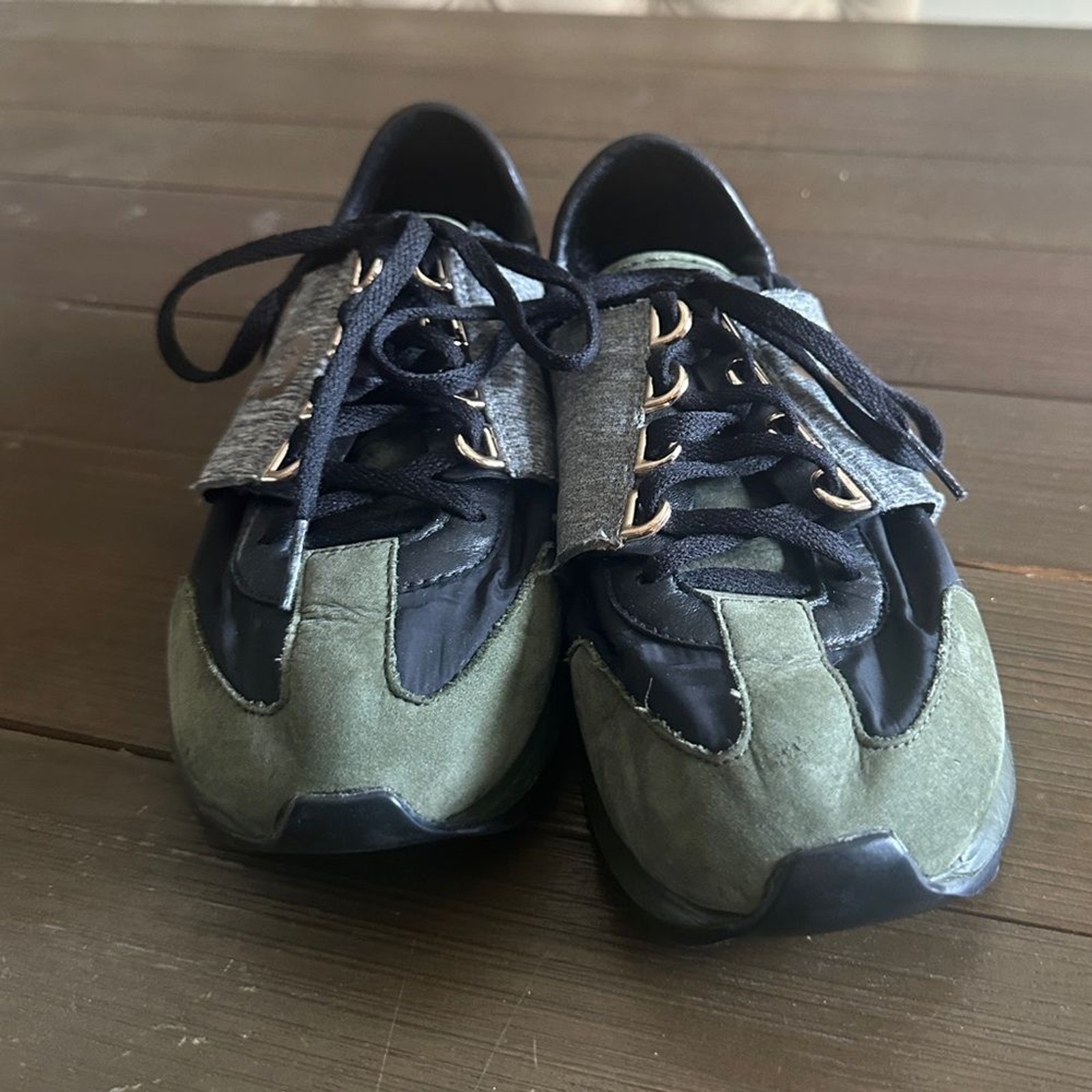 Adidas Y-3 Rhita Sport Sneakers Size 7.5 Black, Navy, Olive Green and Gray