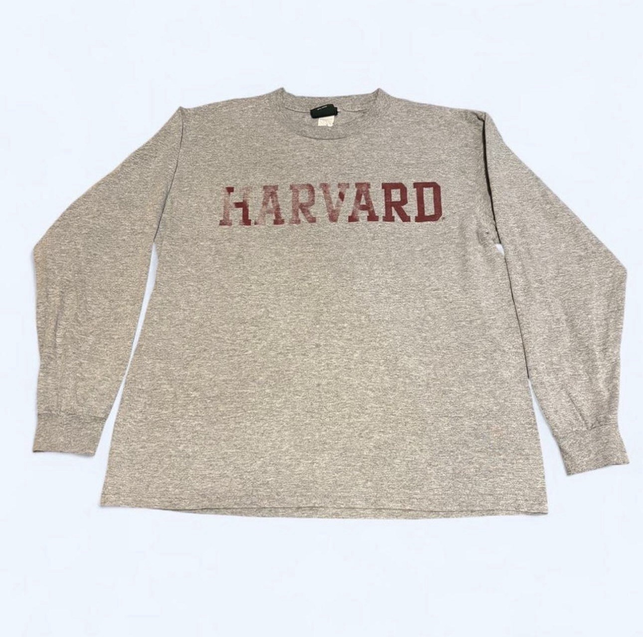 Vintage 90s MV Sport Harvard Long Sleeve T Shirt Distressed Sz Medium Gray