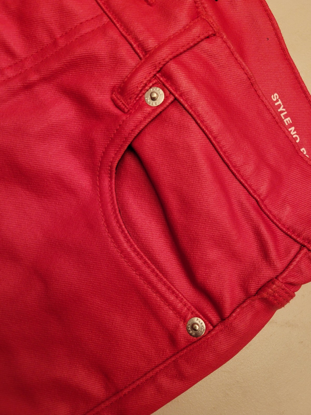 Purple Brand P004 Cargo Flared Jeans Men 30×30 Patent Film Red Designer