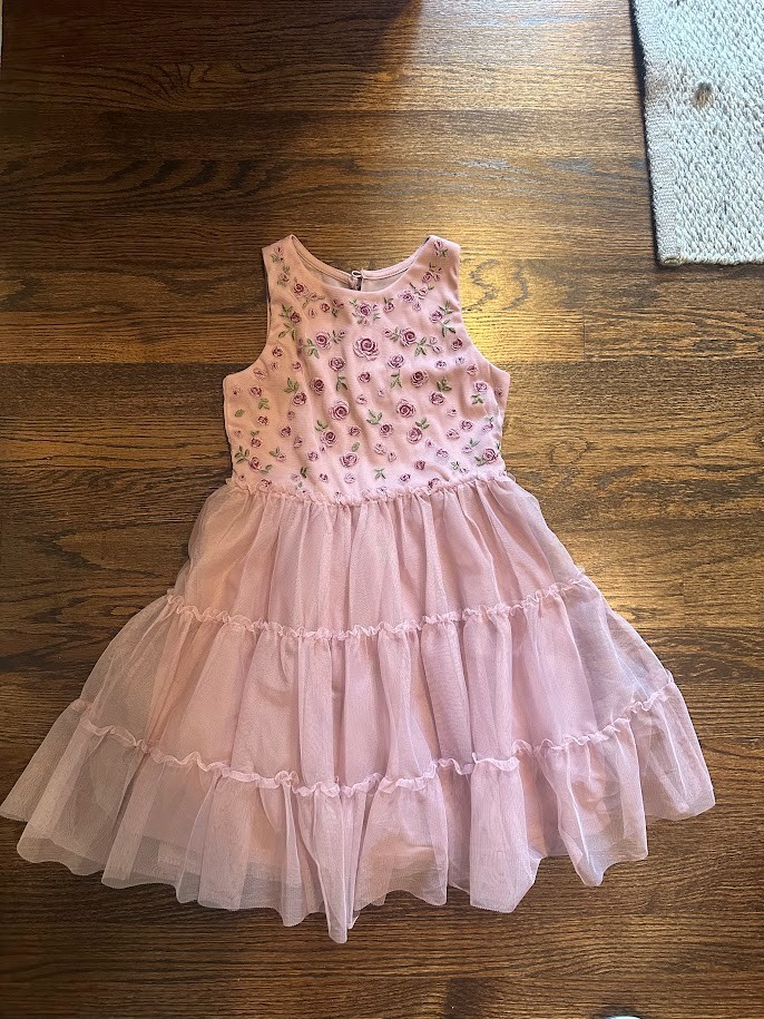 Cat & Jack Girls Dress Rose Pattern Blush/Pink Size 6-7 Pre Owned