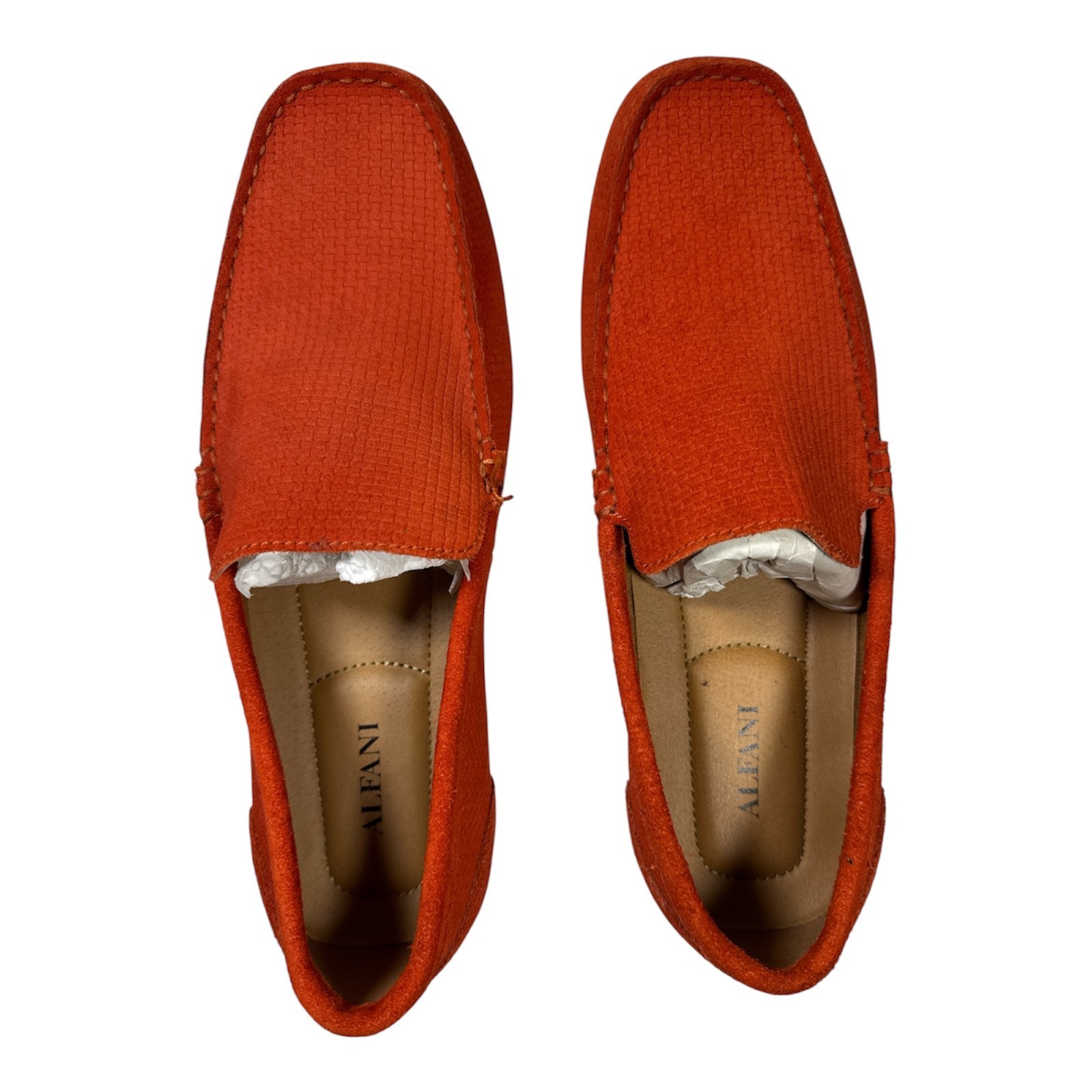 Alfani Kendric Mens 9M Bright Orange Suede Leather Cushion Slip on Driving Mocs