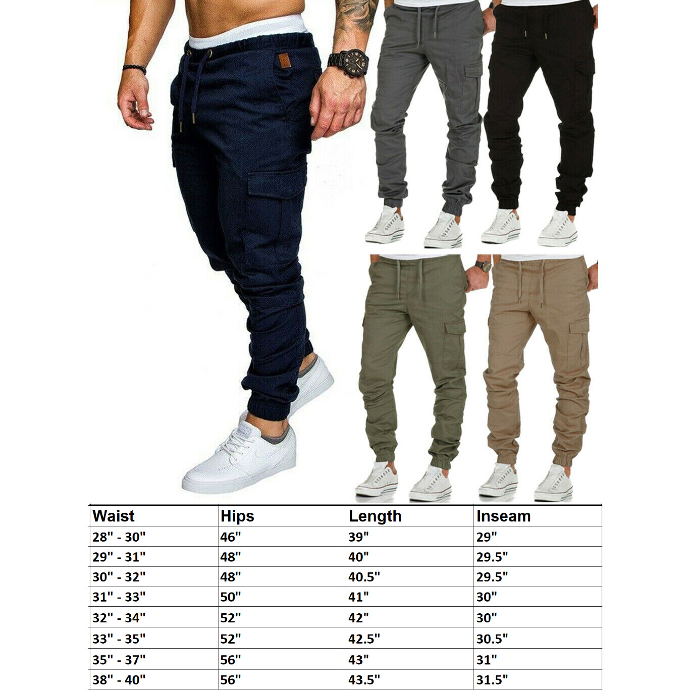 Men’s Casual Joggers Pants Sweatpants Cargo Combat Loose Active Sports Trousers