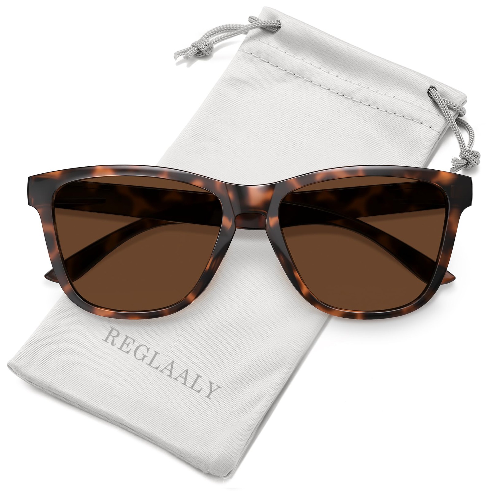 Reglaaly Polarized Retro Trendy Sunglasses Medium, A01- Tortoise / Brown Lens