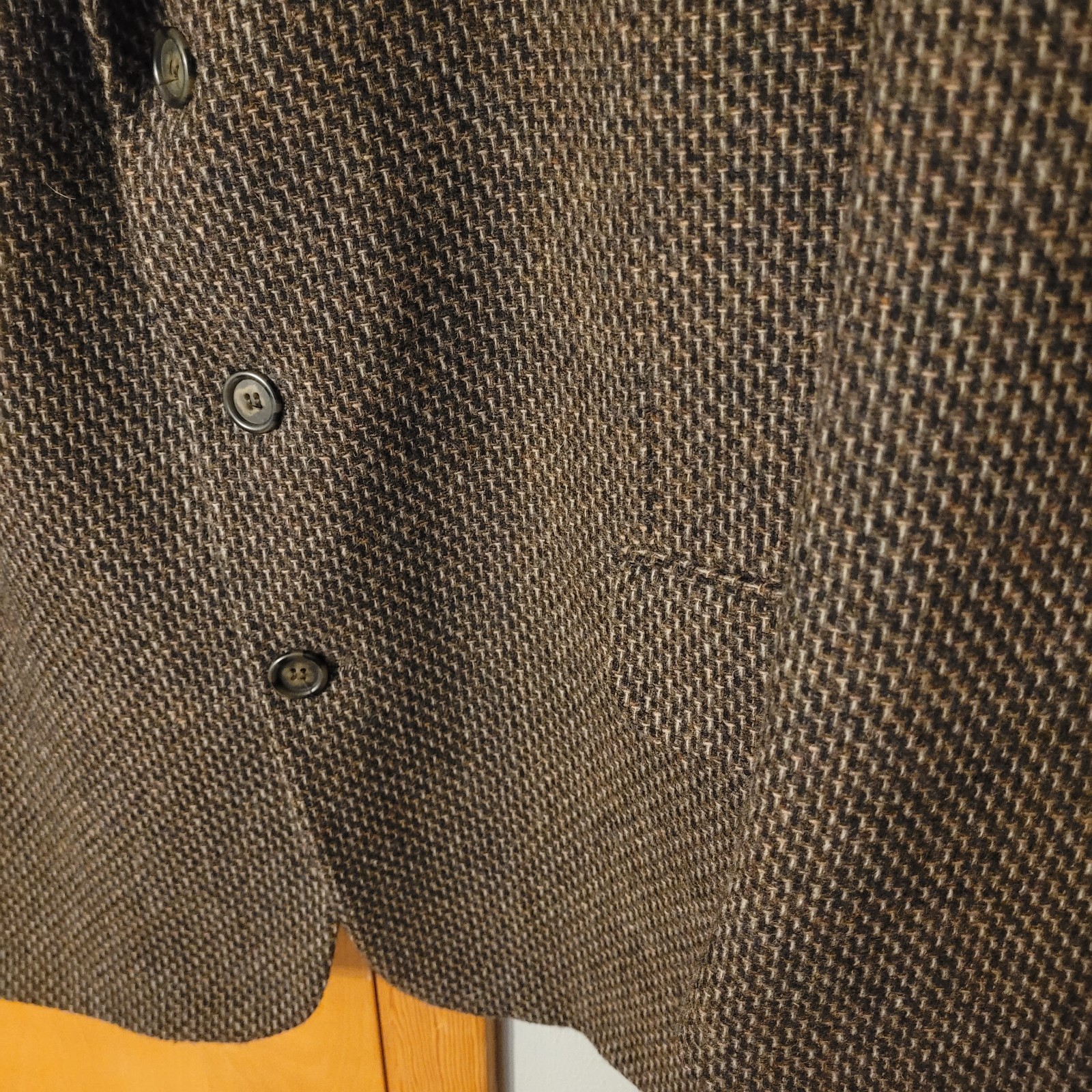Yorkshire & Hill 46L Brown Tweed Wool Sport Coat Herringbone