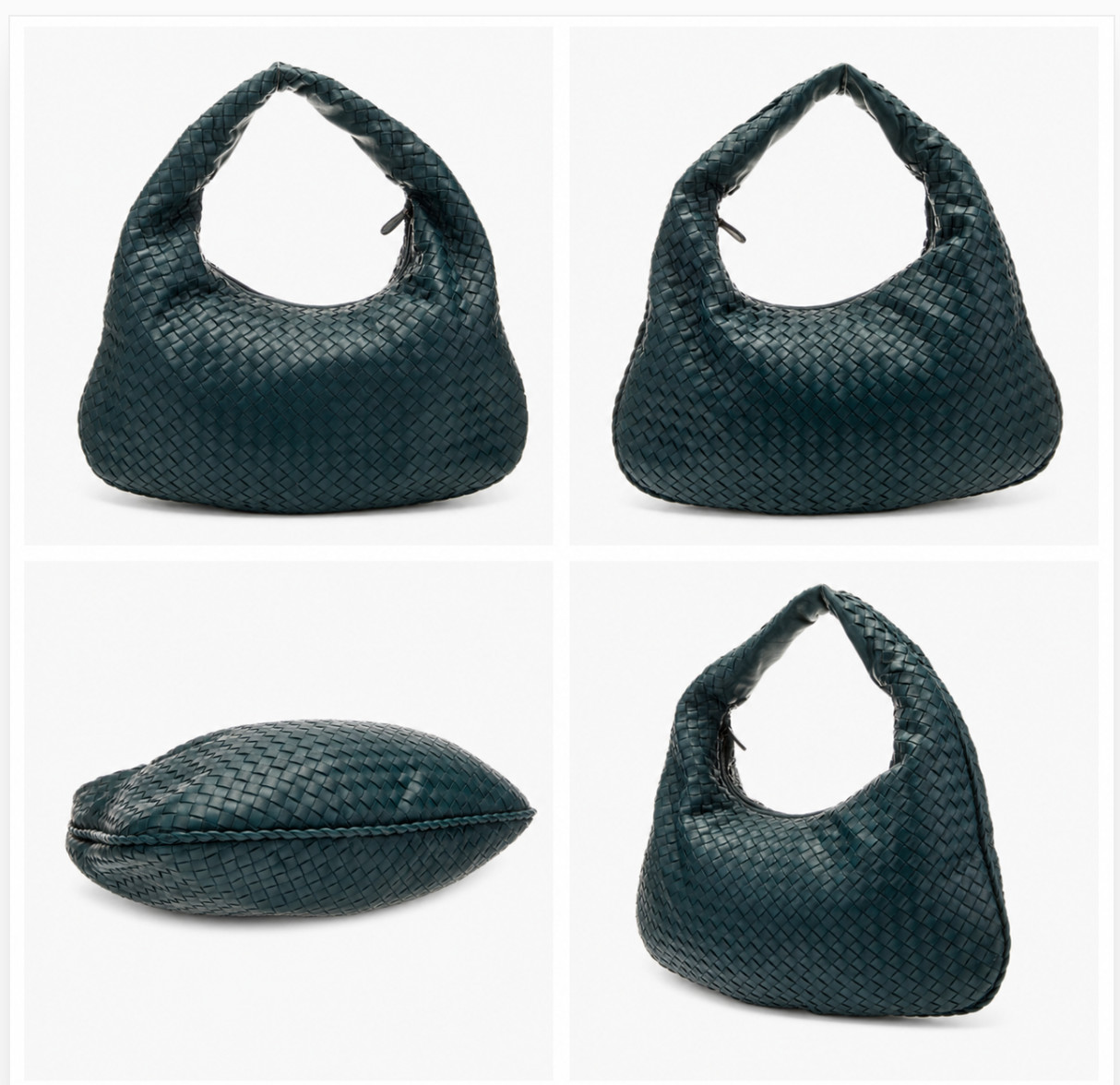 Bottega Veneta Intrecciato Small Veneta Hobo Dark Green Leather w/ Mirror Italy