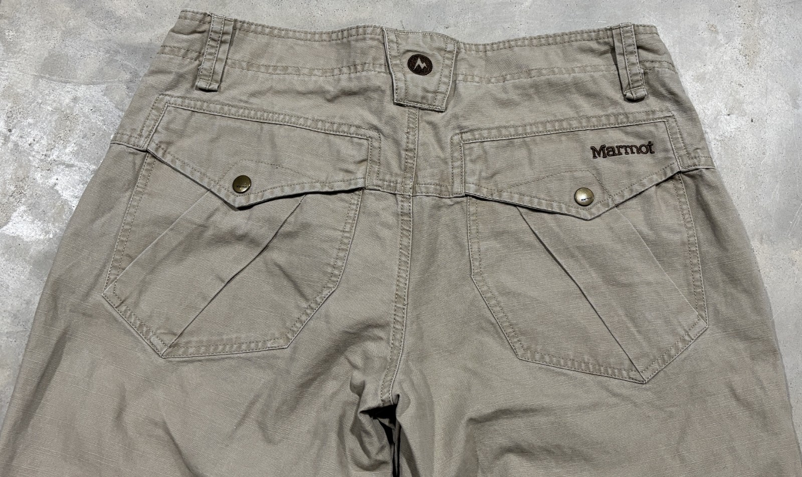 Marmot Straight Leg Reinforced Knee Reguar Fit Jeans Hiking Mens 32×32 1/2 Beige
