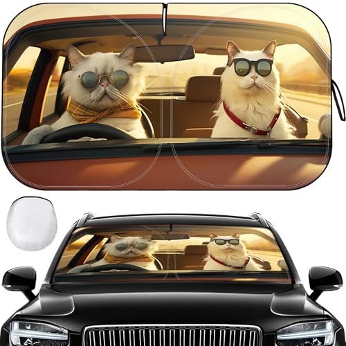 Car Windshield Sun Shade – Foldable Car Sun Shade Windshield for Front Cat