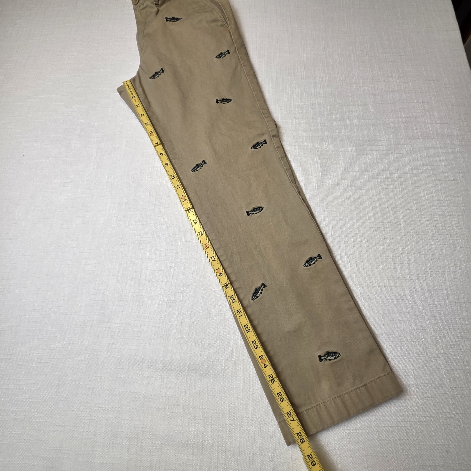 J.Crew The Sutton Slim Fit Chino Pants Khaki Tan Embroidered Fish