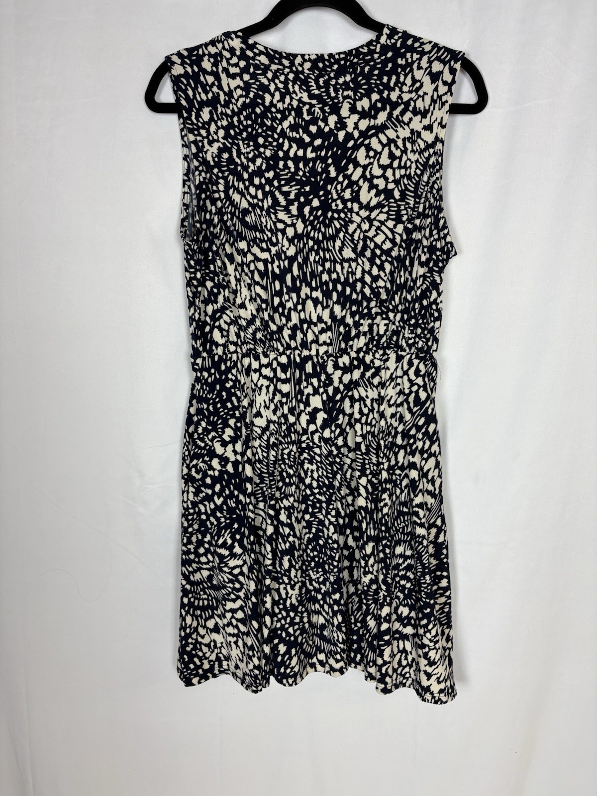 Women’s White Birch Navy And Cream Print Sleeveless Dress Size L Built In Shorts