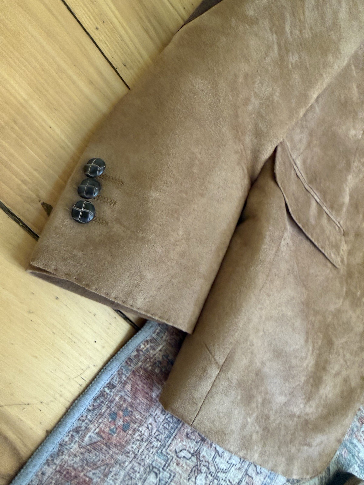 Linea Uomo Blazer Chest 50 Long Elbow Patches Button Jacket Coat Suede Brown Tan