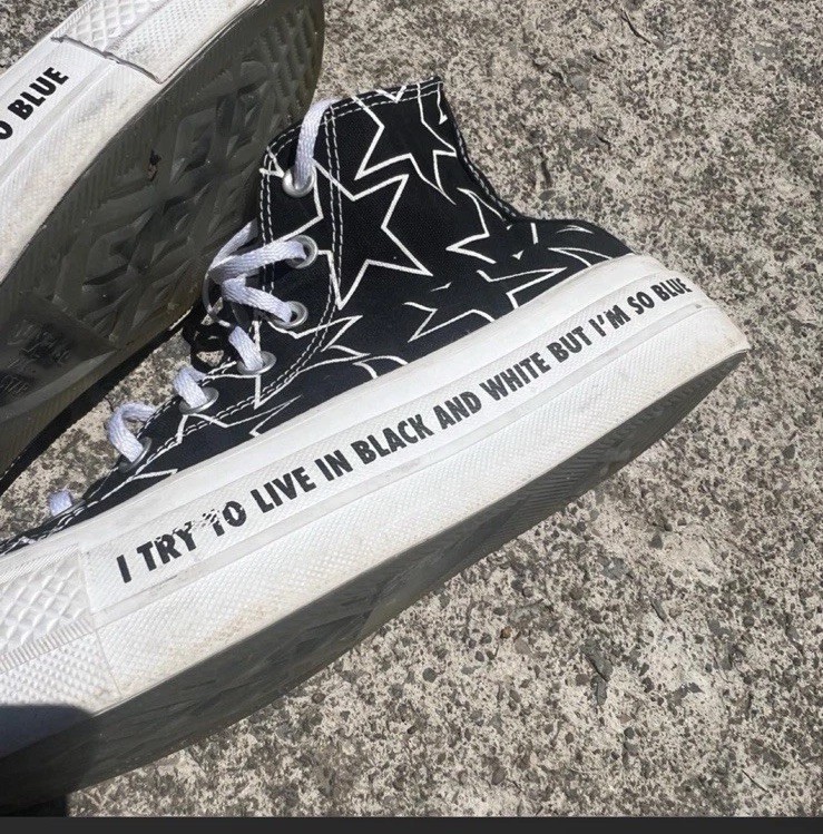 Billie Eilish X Converse Custom Made Shoes w/ Black/White Stars